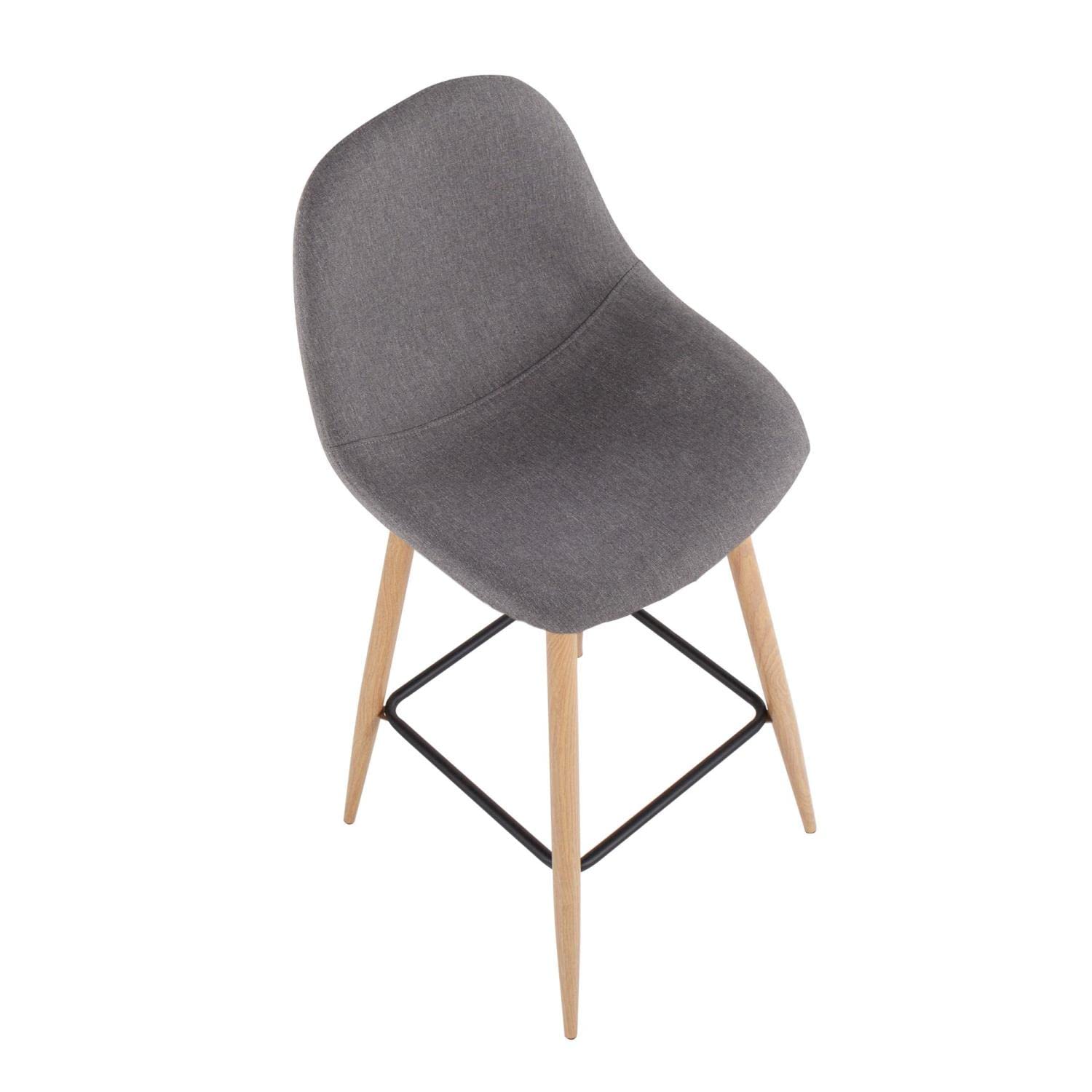 LumiSource Pebble Bar Stool Set of 2 - Modern Counter Height Bar Chairs with Comfortable Seat for Kitchen Island, Breakfast Nook & Home Bar Decor