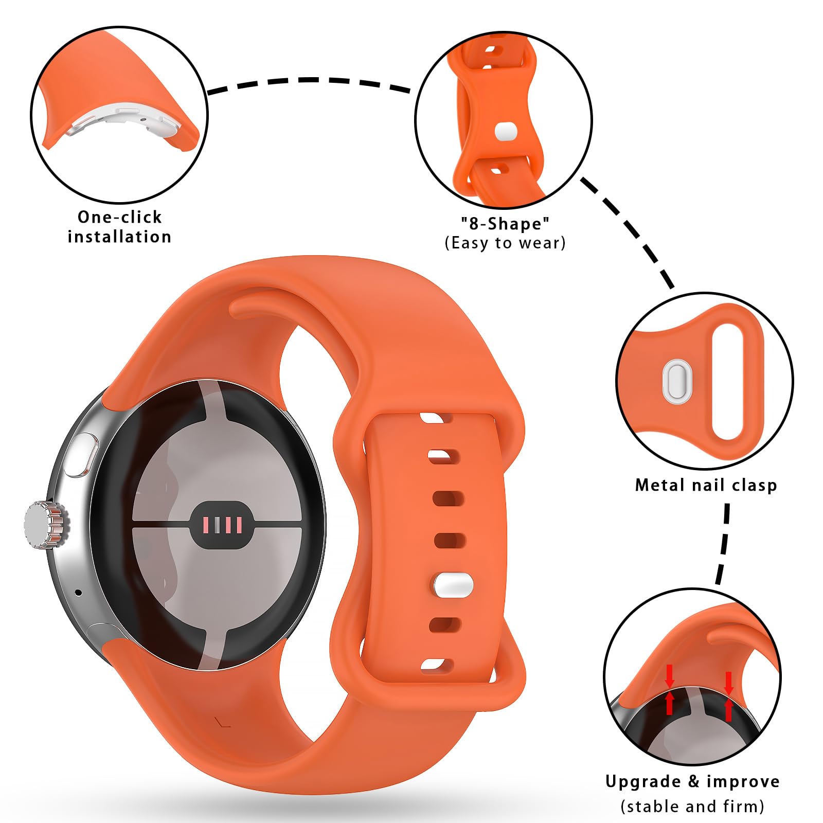 Soft Silicone Sport Watch Band Compatible with Google Pixel Watch 2/1 - Replacement Strap Bracelet for Smartwatch Accessories | Gym, Running, Swimming & Daily Wear