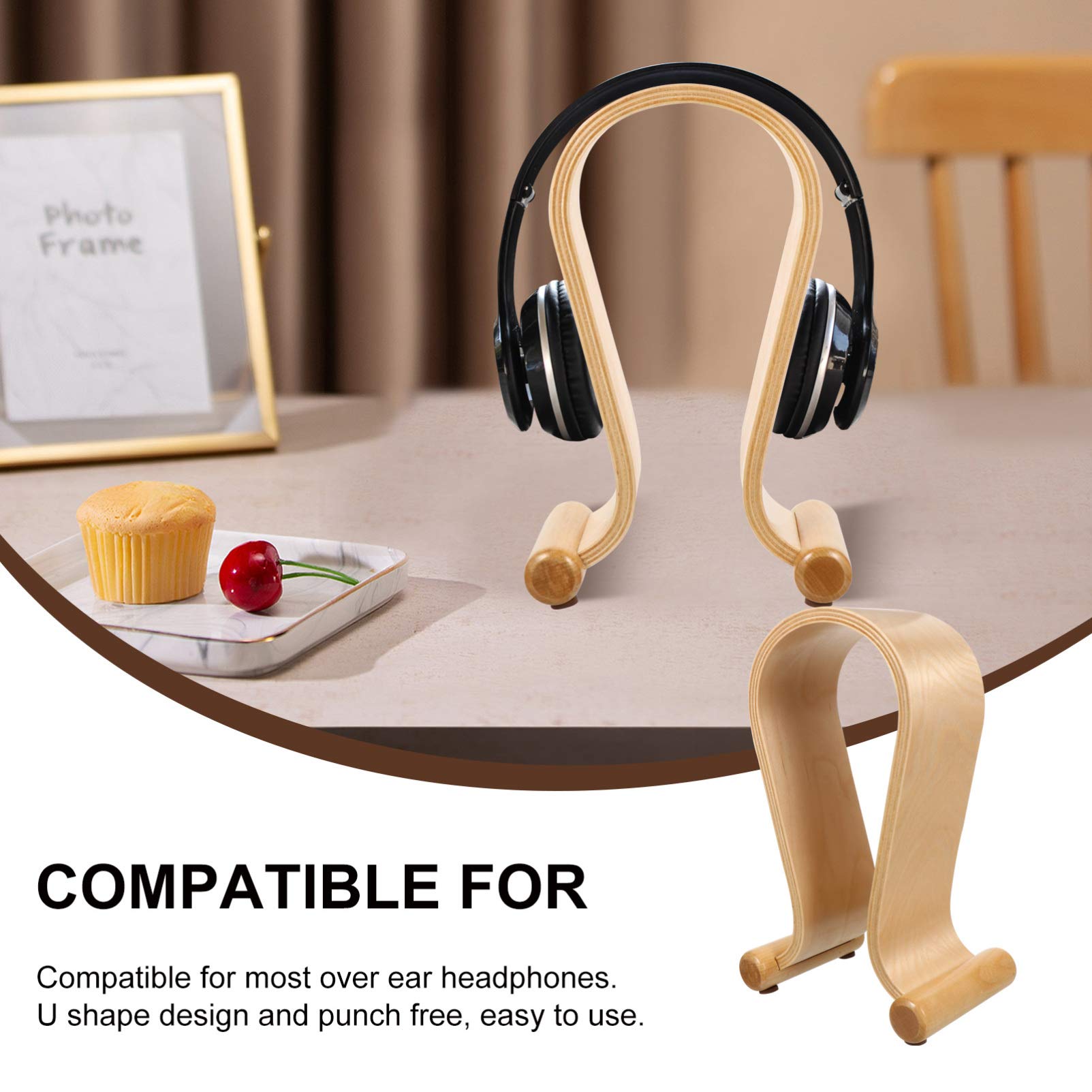 Premium Wooden Headphone Stand with Hook - Cabilock Headset Holder for Desk, Earphone Hanger & Display Rack - Perfect for Home Office, Gaming Setup, and Studio Organization