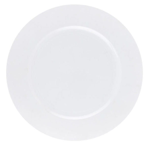 13 Inch White Round Plastic Charger Plates - Set of 4 | Elegant Dinnerware for Weddings, Parties & Formal Dining | Dishwasher Safe