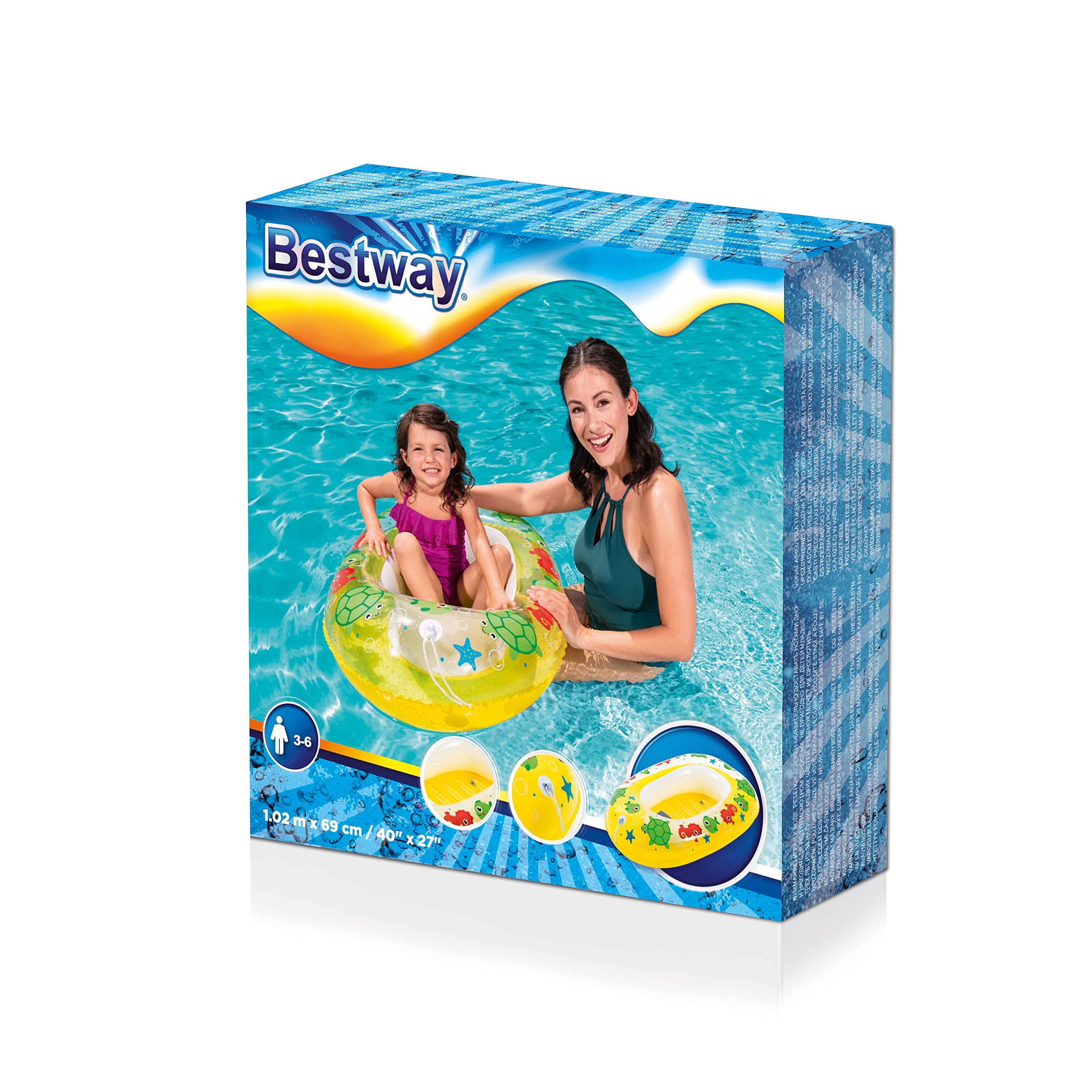 Bestway 1034037DEX21 Inflatable Pool Boat & Surfer for Kids - Fun Floating Water Toy for Lakes, Pools & Beach Adventures