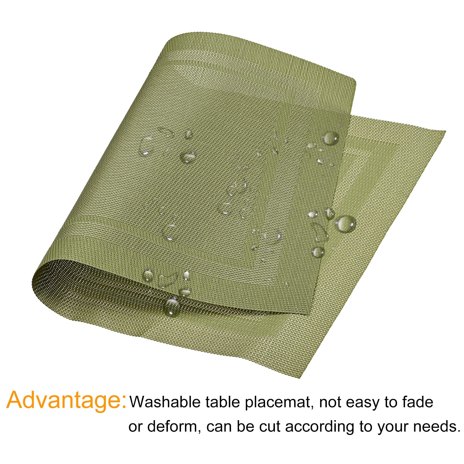 uxcell 17.7x11.8 Inch PVC Washable Woven Placemats Set of 8, Green Table Mats for Dining - Perfect for Restaurants, Kitchens, and Home Decor