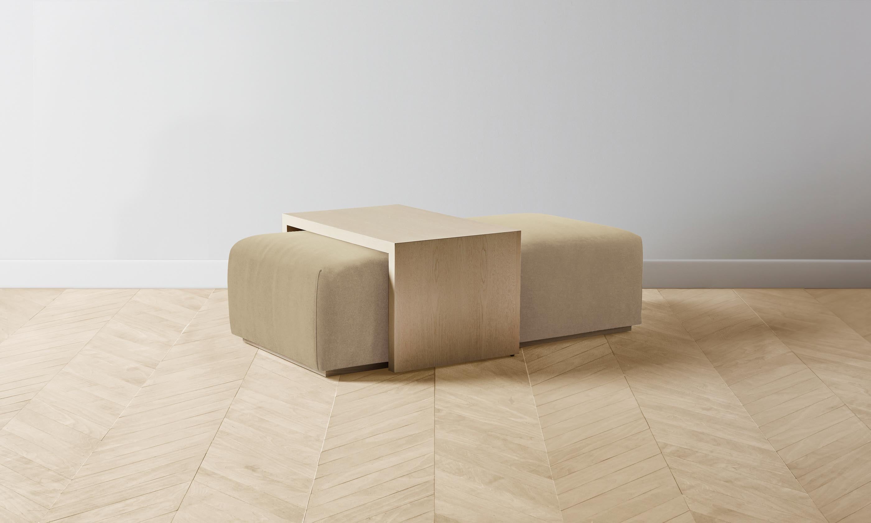 The Bowery Ottoman - Luxurious Mohair Upholstery in Almond - Perfect for Living Room, Bedroom & Lounge Decor