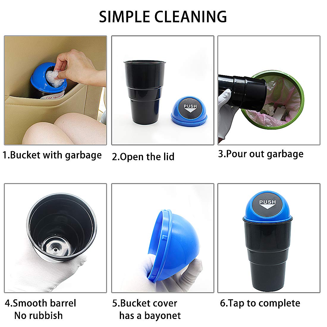 Leakproof Car Garbage Can with Lid - 2 Pack Small Trash Bin for Vehicle Cup Holder, Office, Home, Kitchen & Bedroom | Double Red Automotive Trash Can for Cars, Trucks & Road Trips
