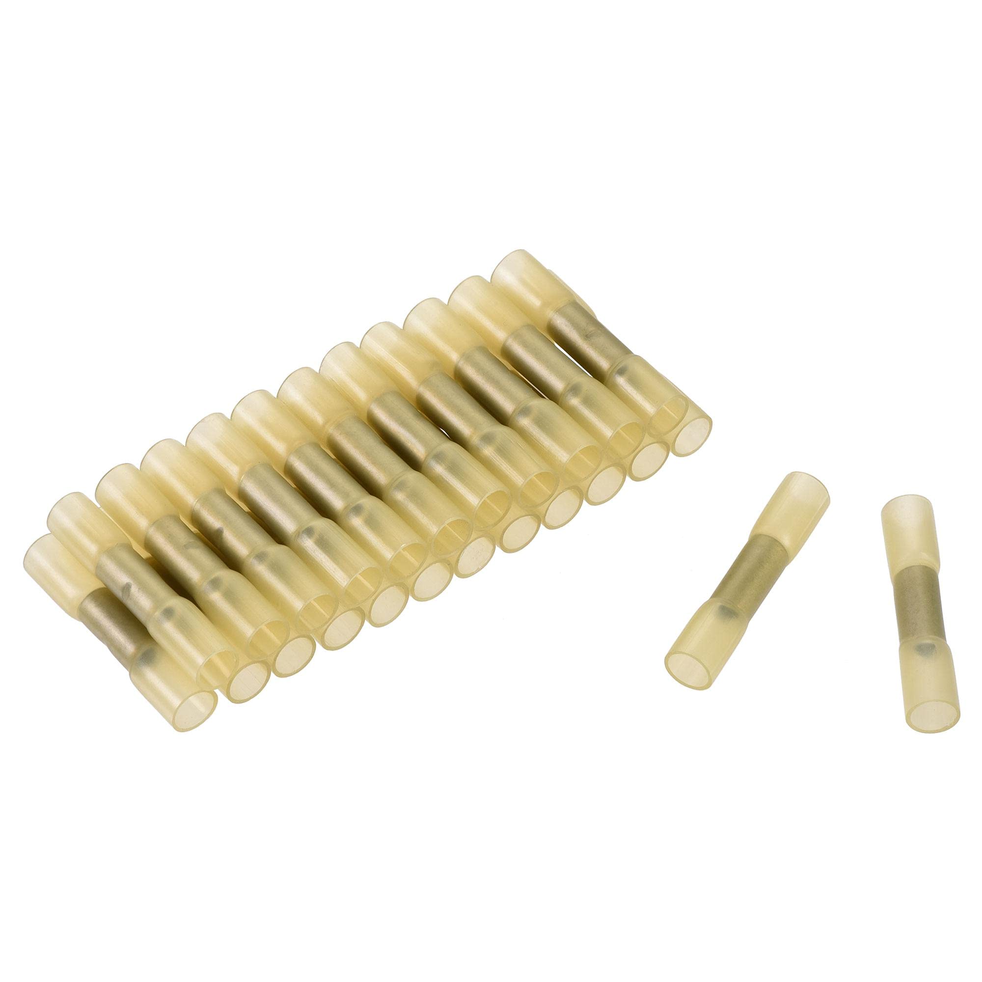 uxcell 25Pcs Yellow Heat Shrink Wire Connectors for 12-10 AWG - Waterproof Crimp Terminals for Automotive, Marine & Electrical Wiring Projects