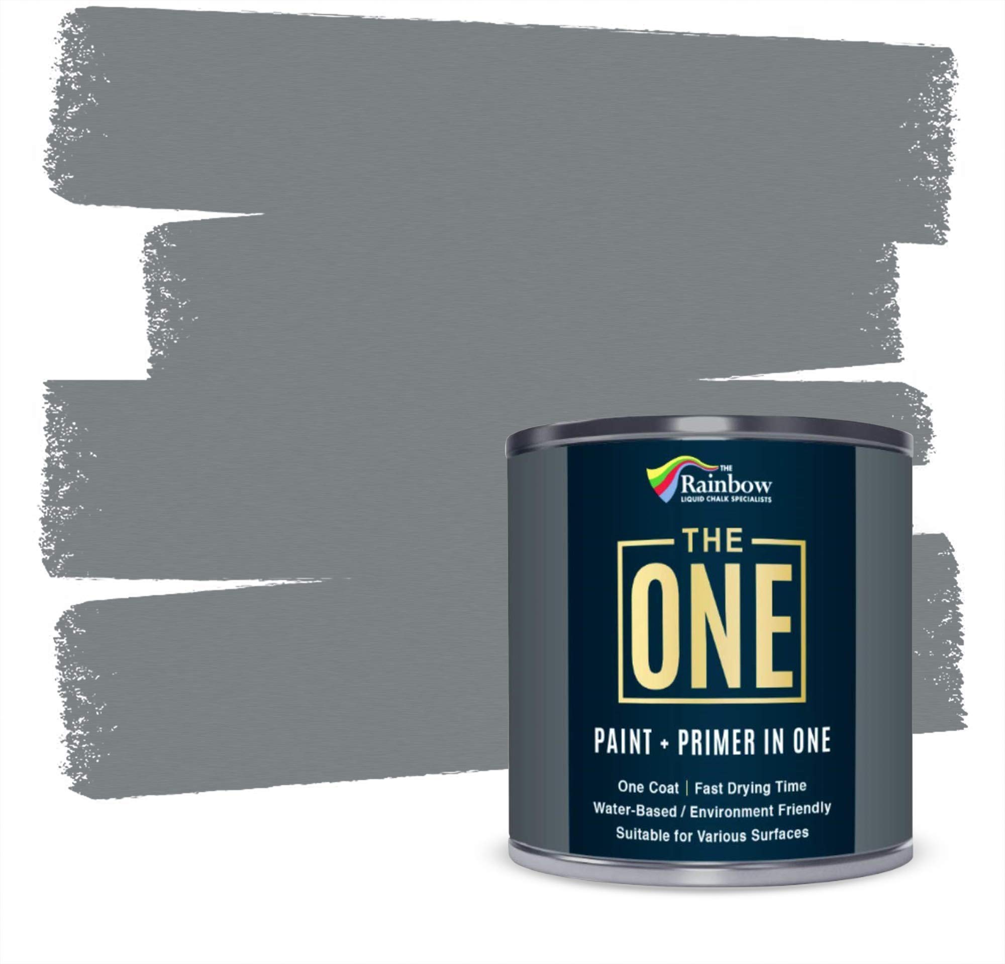 THE ONE All-in-One Paint & Primer - Most Durable Interior & Exterior Paint for Furniture, Cabinets, Doors, Walls (Grey, Matte, 1 Liter) | Fast-Drying Formula for Kitchen, Bathroom & Home DIY Projects