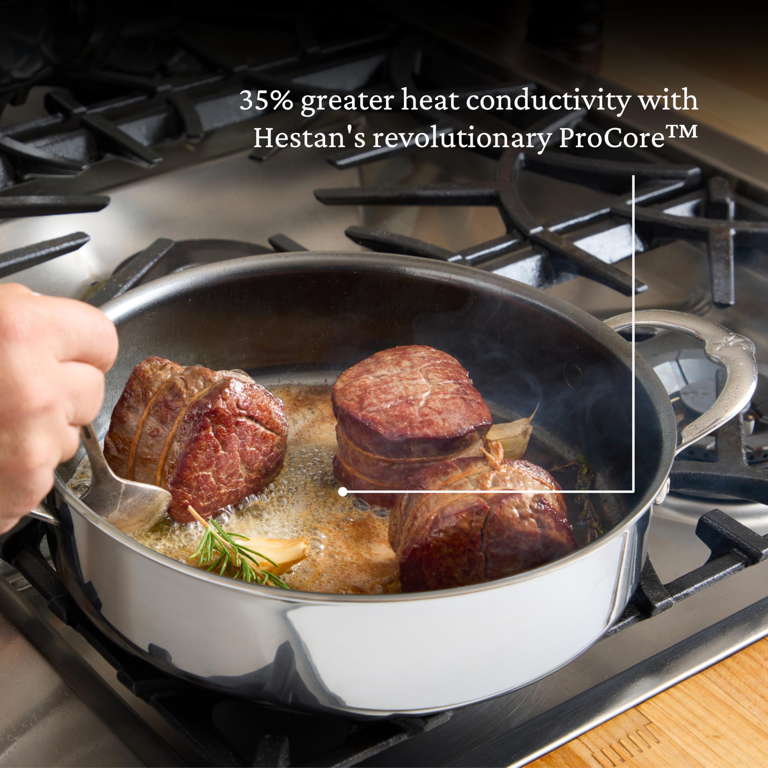 Hestan NanoBond Titanium Stainless Steel 3.5-Quart Sauté Pan with Lid - PFAS & Chemical-Free Non-Toxic Cookware - Induction Compatible - Perfect for Sautéing, Frying & Healthy Cooking