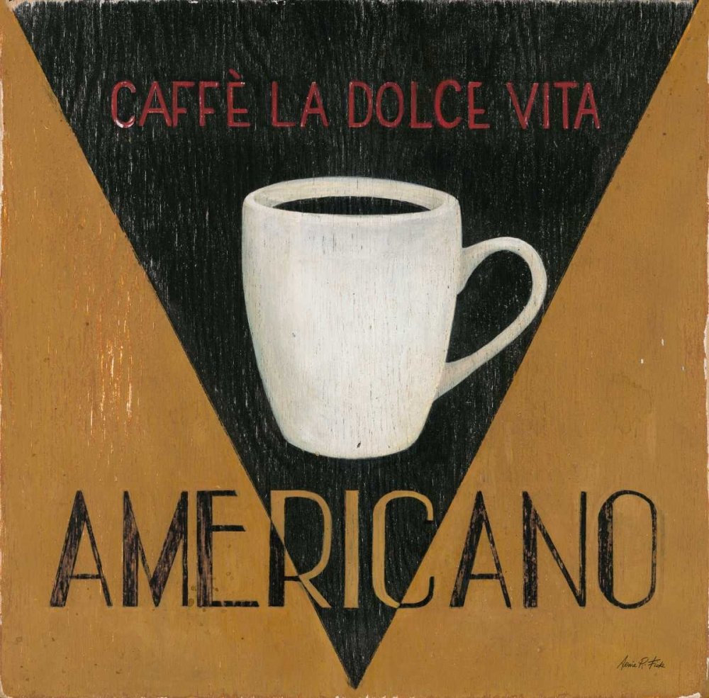Vintage Caffe La Dolce Vita Americano Art Print - 35x35 Inch Fine Art Paper for Framing - Perfect for Kitchen, Dining Room & Coffee Shop Wall Decor