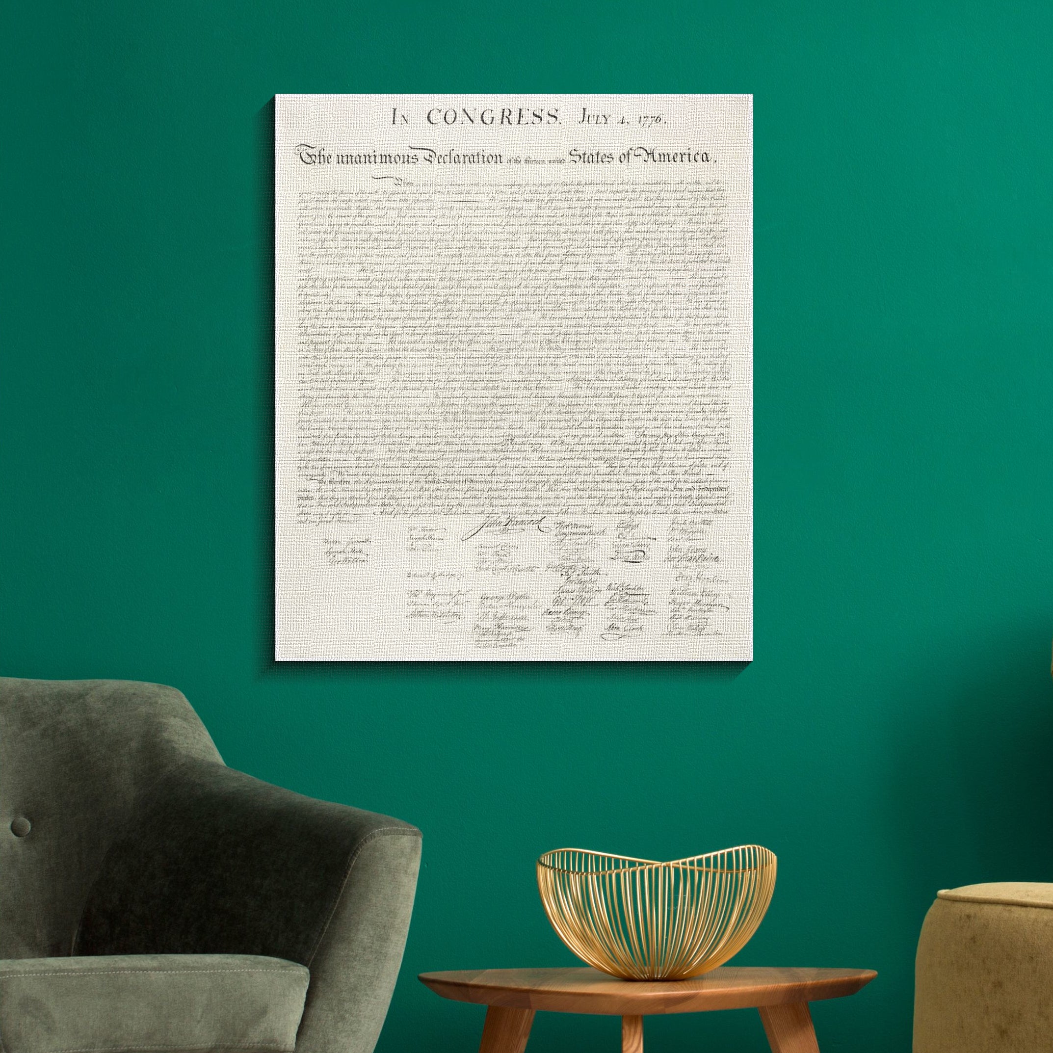 Declaration of Independence Canvas Print - Vintage American History Wall Art - Perfect for Home Office Decor & Patriotic Gift Ideas