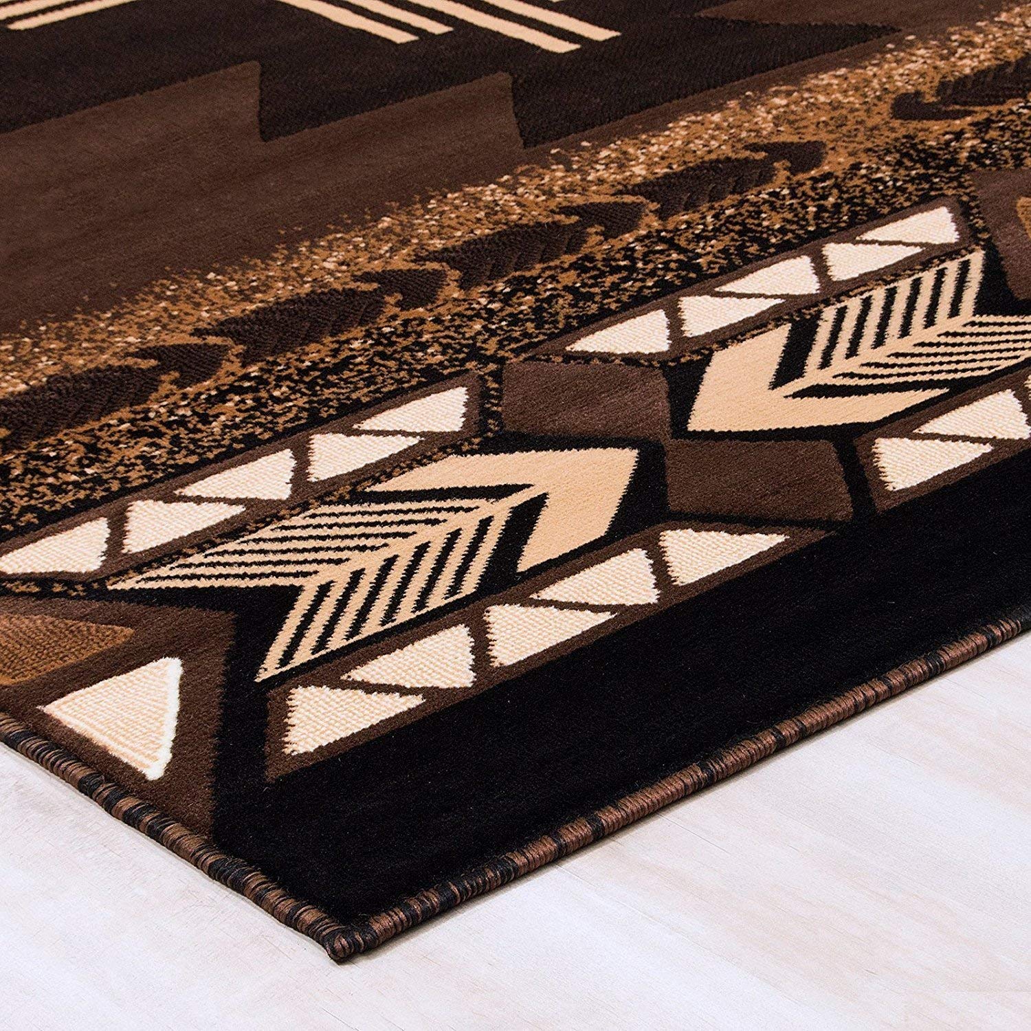 Authentic Southwest Native American Navajo Aztec Tribal Indian Carpet - Black & Brown Area Rug 7’8”x10’8” - Perfect for Boho Living Room, Bedroom & Southwest Home Decor