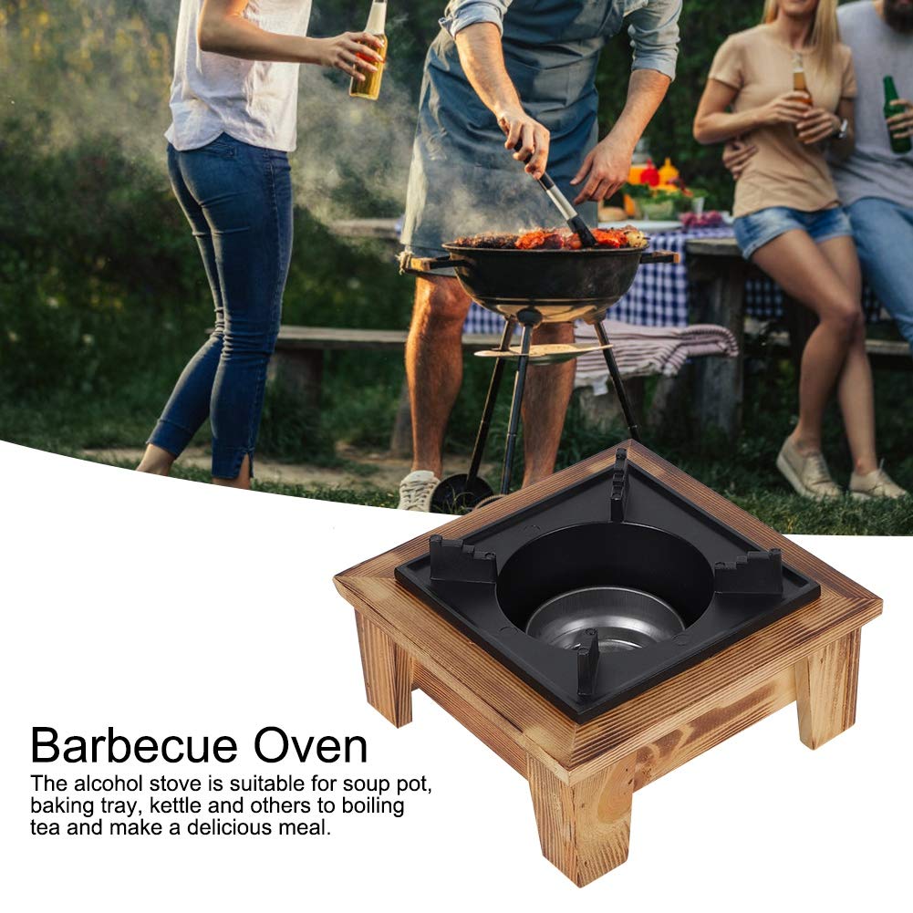 Portable Camping Fire Pit with Wooden Shelf & Alcohol Box - Outdoor Wood Stove for BBQ, Picnics & Backyard Cooking | Perfect for Camping, Hiking & Beach Parties