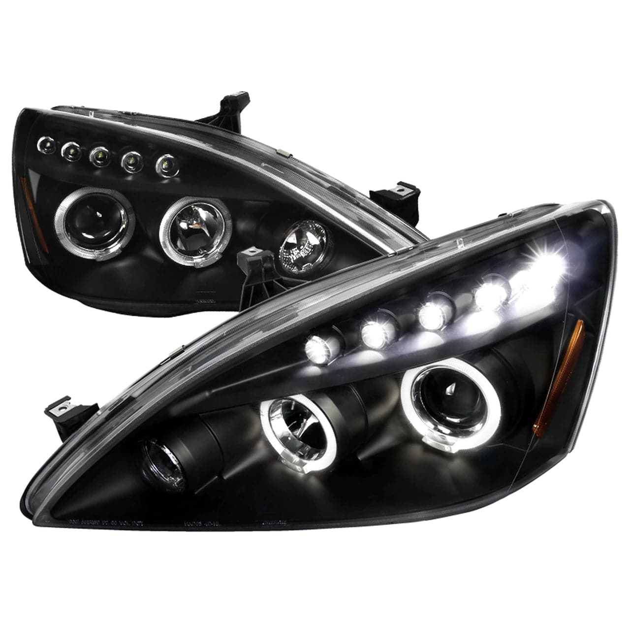 2003-2007 Honda Accord Dual Halo Projector Headlights Kit - Black Housing with Clear Lens - High Performance LED Headlight Upgrade for Night Driving & Enhanced Visibility