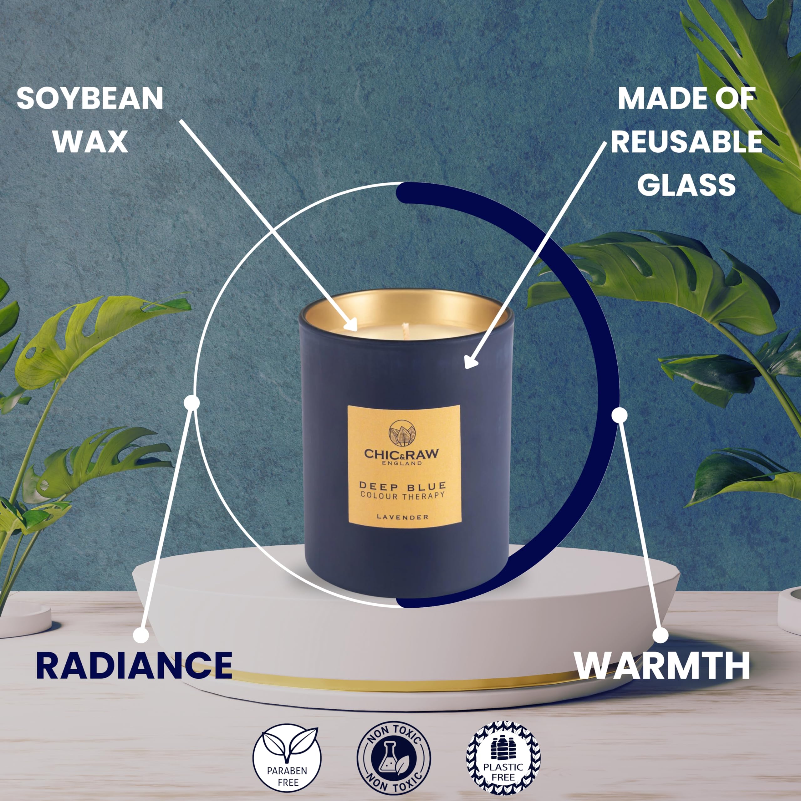 Deep Blue Aromatherapy Scented Candle for Men - Lavender Essential Oil Relaxing Candle Gift Set for Stress Relief & Anxiety, Home Decor for Bedroom, Bathroom, Office | Meditation, Yoga, Spa, Romantic Gifts