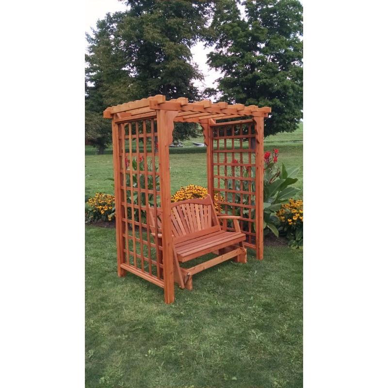 Amish Handcrafted Pine Lexington Arbor with Glider - Solid Wood Outdoor Bench for Garden, Patio, and Porch Relaxation