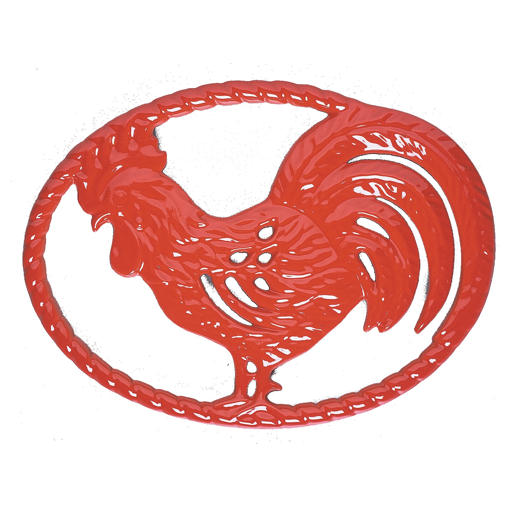 11-inch Flame Red Cast Iron Rooster Trivet - Heat Resistant & Decorative Kitchen Accessory for Hot Pots, Pans & Serving Dishes - Perfect for Farmhouse, Rustic & French Country Style Kitchens