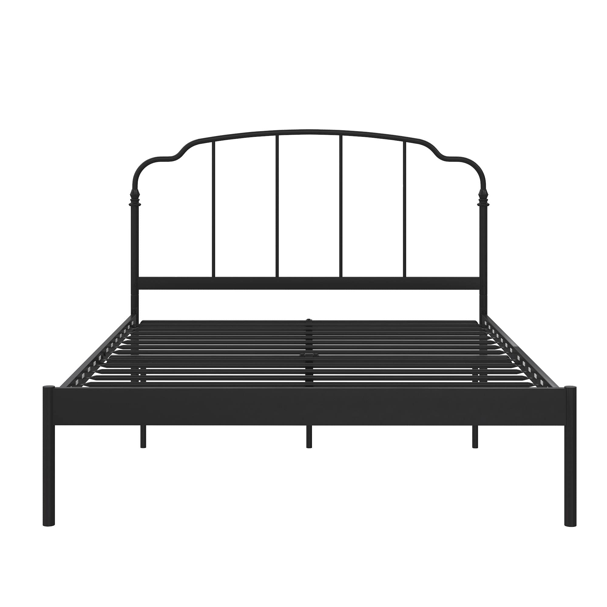 REALROOMS Camie Metal Platform Bed Frame - Full Size, Adjustable Height, No Box Spring Required, Sturdy Black Steel Design - Perfect for Modern Bedrooms, Guest Rooms & Small Spaces