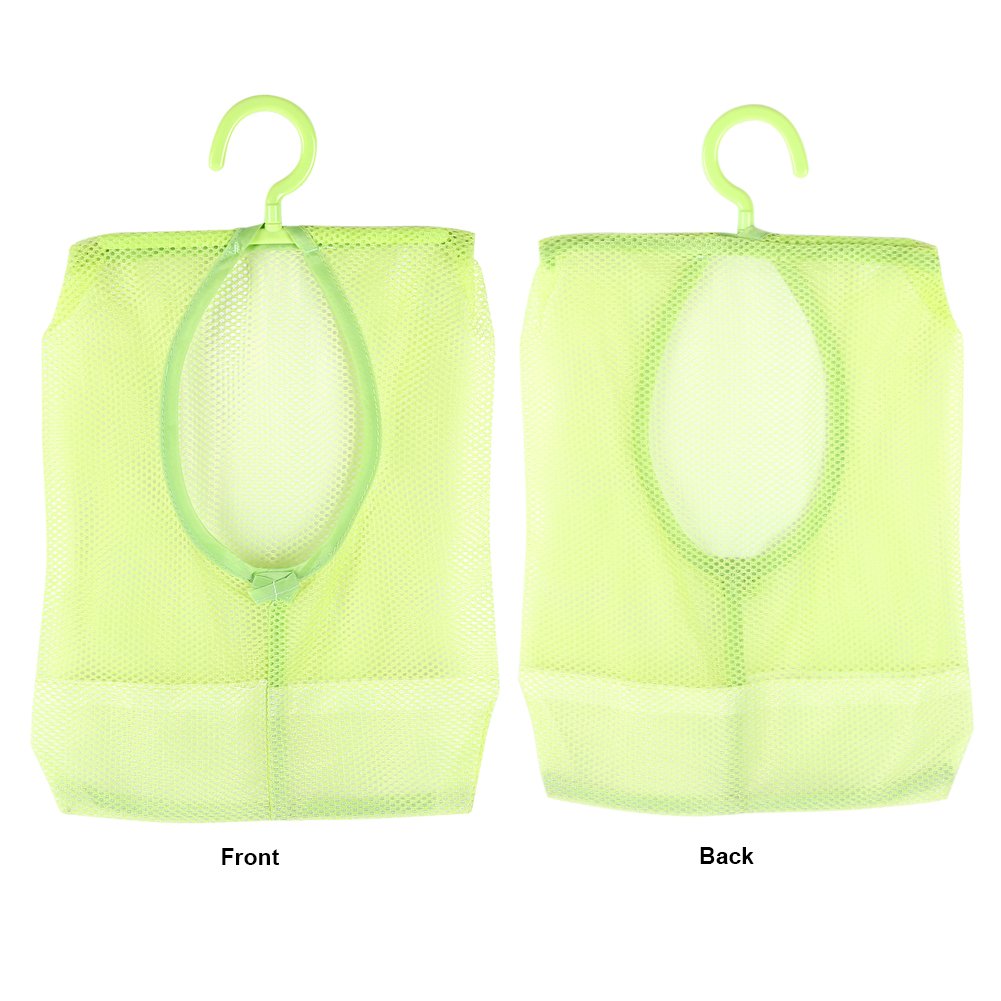 Multi-Purpose Hanging Mesh Storage Bag with Hanger - Perfect for Clothespins, Socks, Stockings, Bras & Underwear - Space-Saving Bathroom & Laundry Organizer (Green) | Ideal for Clothes Drying, Closet Organization & Small Item Storage