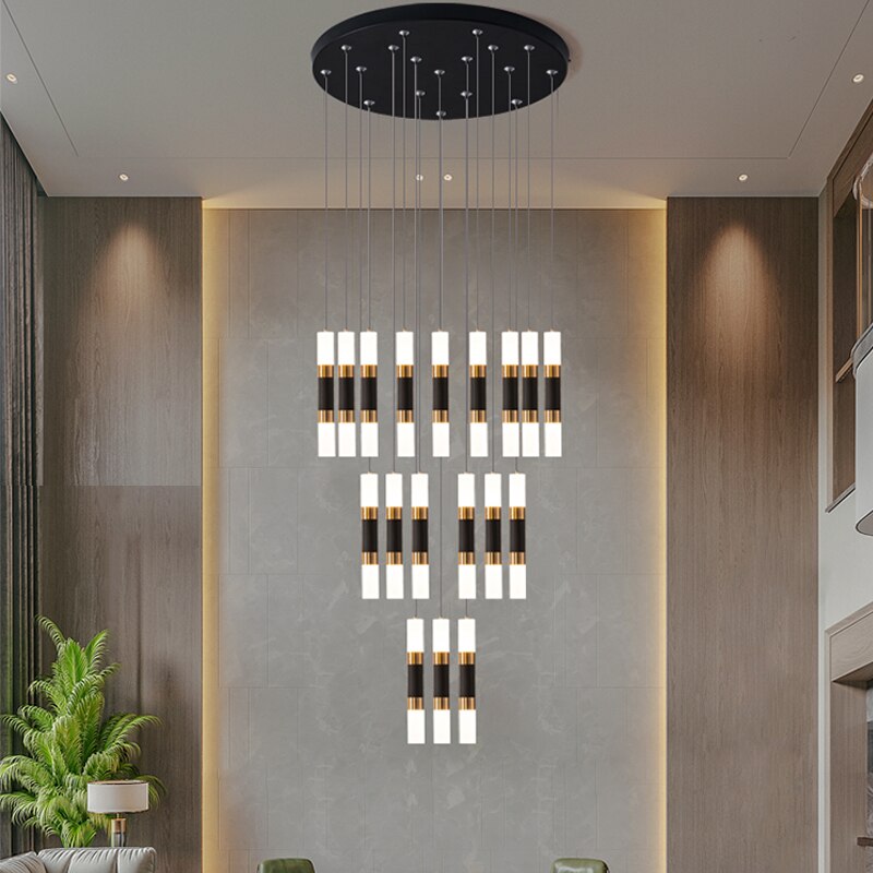 Elegant Acrylic Staircase Chandelier - Modern Crystal-Like Lighting Fixture for Hallway, Foyer & Stairwell Decor