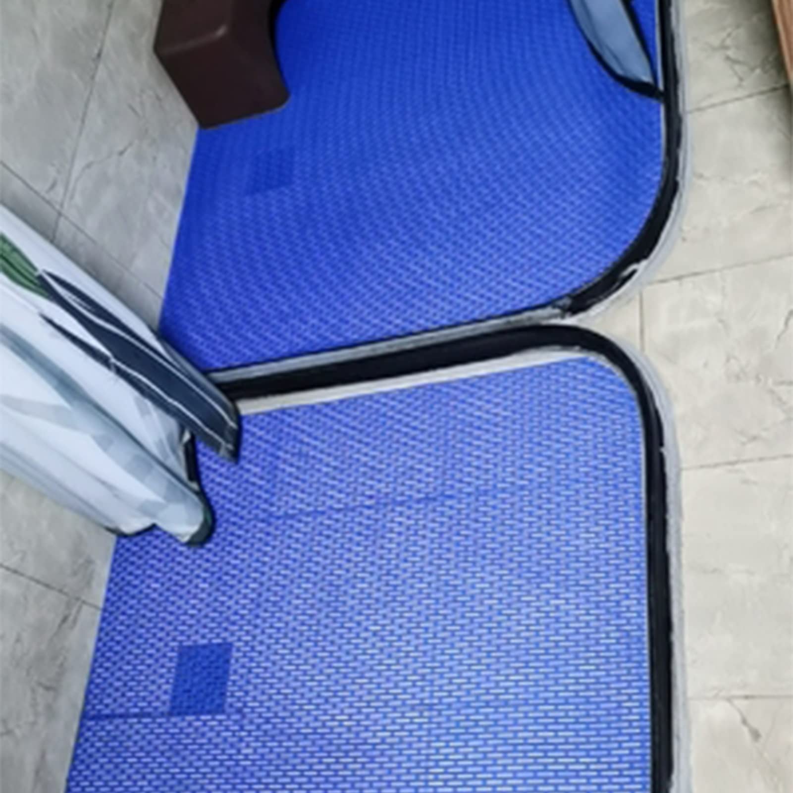 Non-Slip Shower Mat with Drain Holes - 130x90cm/50.7x35.1in Bath Tub Mat for Bathroom, Corridor & Outdoor Balcony - Waterproof Anti-Slip Floor Mat (Blue) - Perfect for Showers, Bathtubs, Pool Decks & Wet Areas