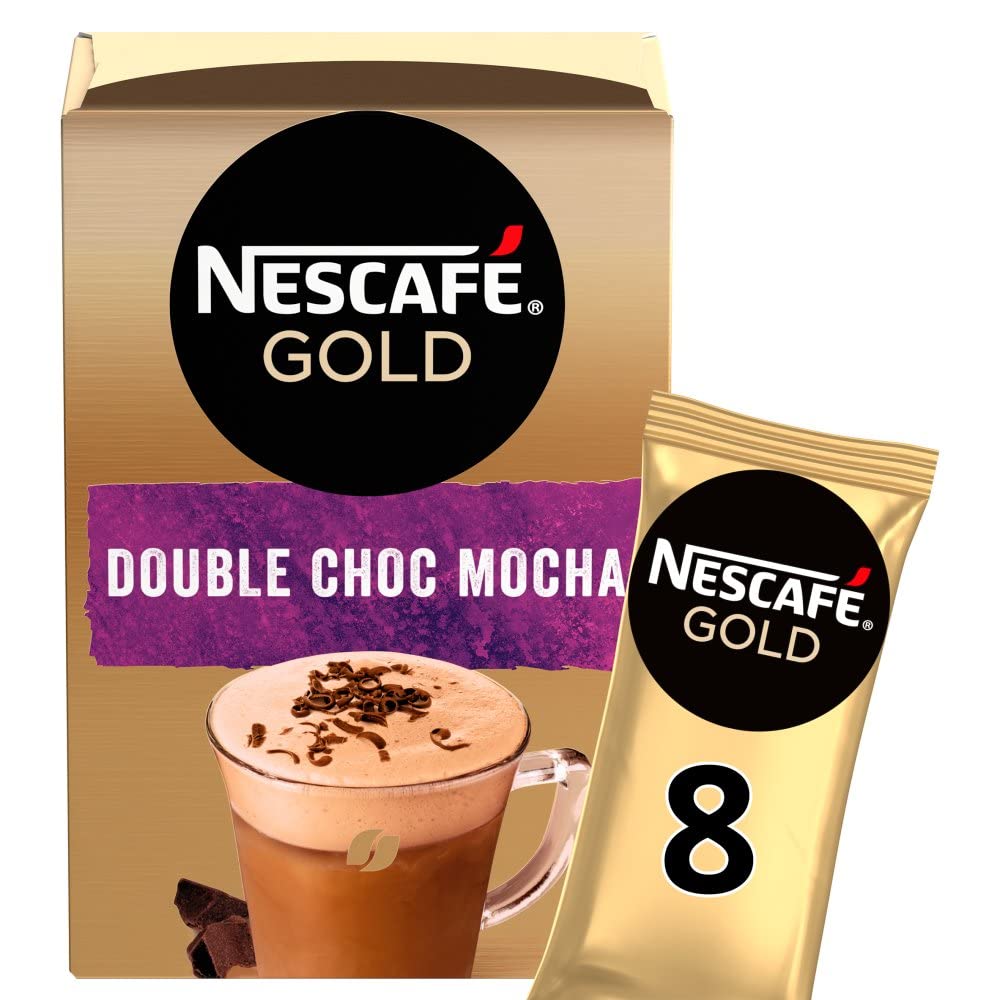 Nestle Nescafe Gold Instant Coffee - Rich Mocha Flavor, 4 Boxes x 8 Sachets (32 Servings Total) - Perfect for Office, Travel & Home Brewing