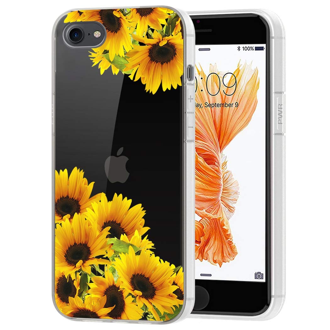Cute Clear Slim Shockproof Sunflower TPU Phone Case for iPhone 5S/5/SE (2016) - Soft Protective Cover for Girls, Perfect for Everyday Use & Gifts