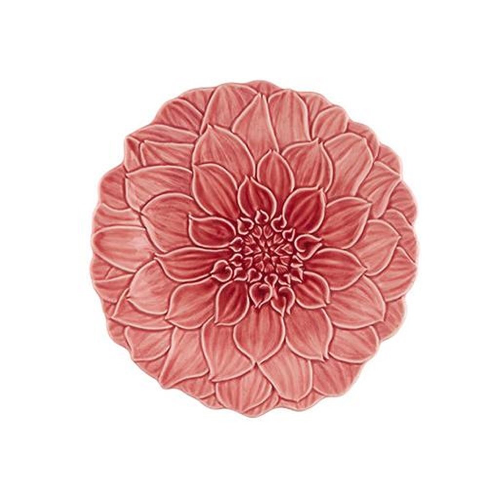 Bordallo Pinheiro Maria Flor Dahlia 4-Piece Dessert and Salad Plate Set - Elegant Floral Design for Dining, Entertaining, and Special Occasions