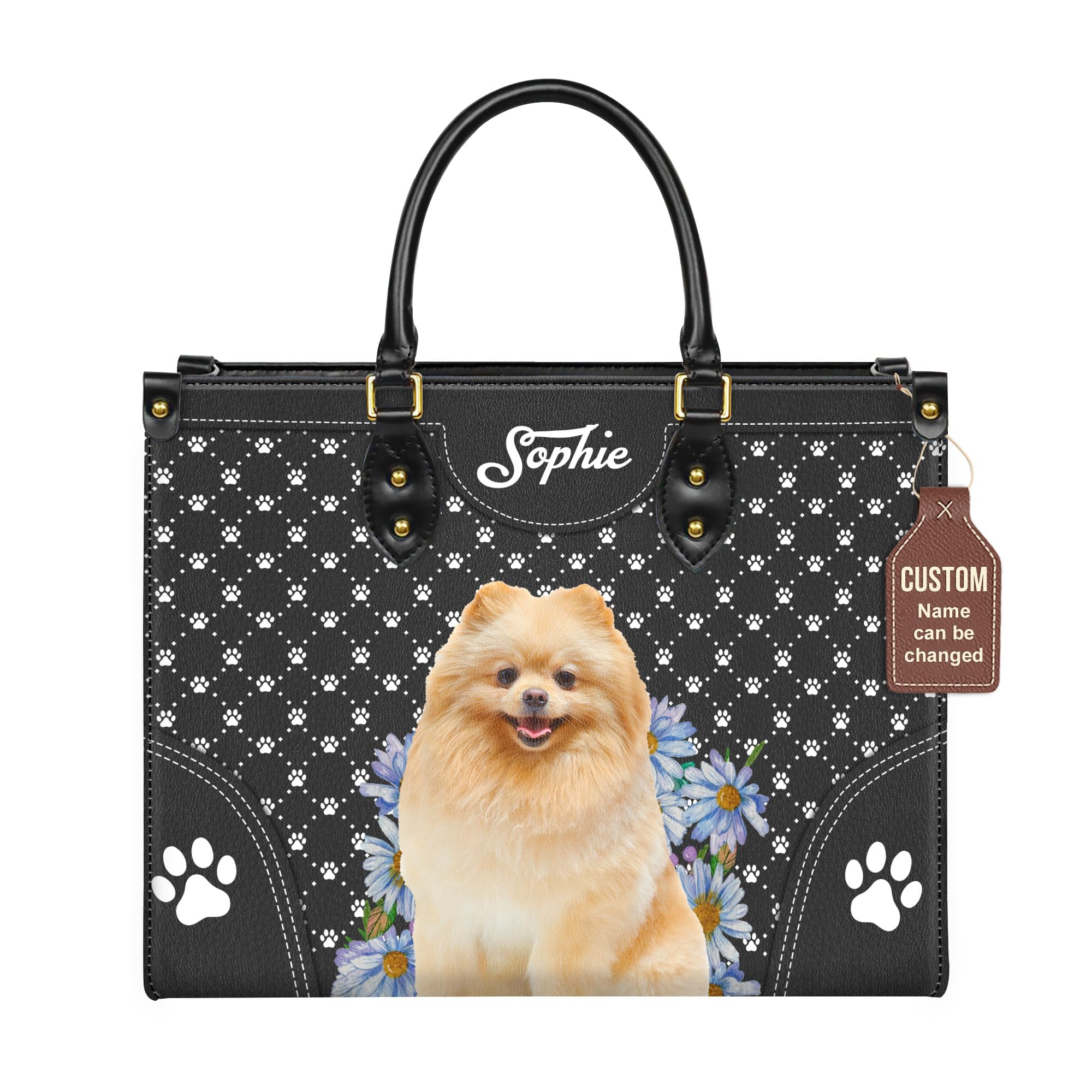 Custom Personalized Pomeranian Dog Handbags - Engraved Leather Shoulder Bags & Purses for Dog Moms - Unique Gift for Dog Lovers - Perfect for Daily Use, Travel & Special Occasions