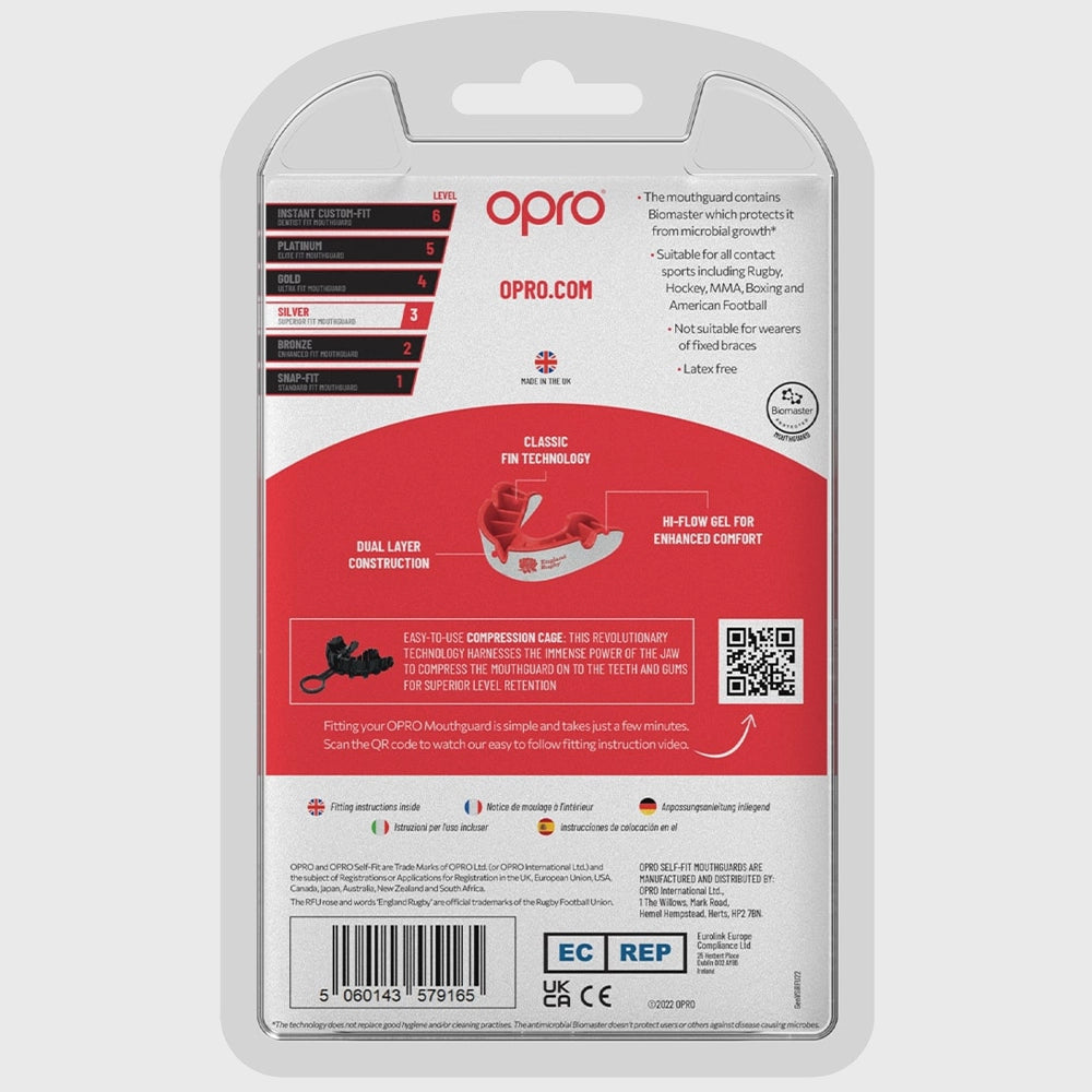 Opro Silver Gen4 Mouthguard - Premium Custom Fit for Sports & Teeth Grinding - Football, Boxing, MMA, Rugby, Hockey Protection
