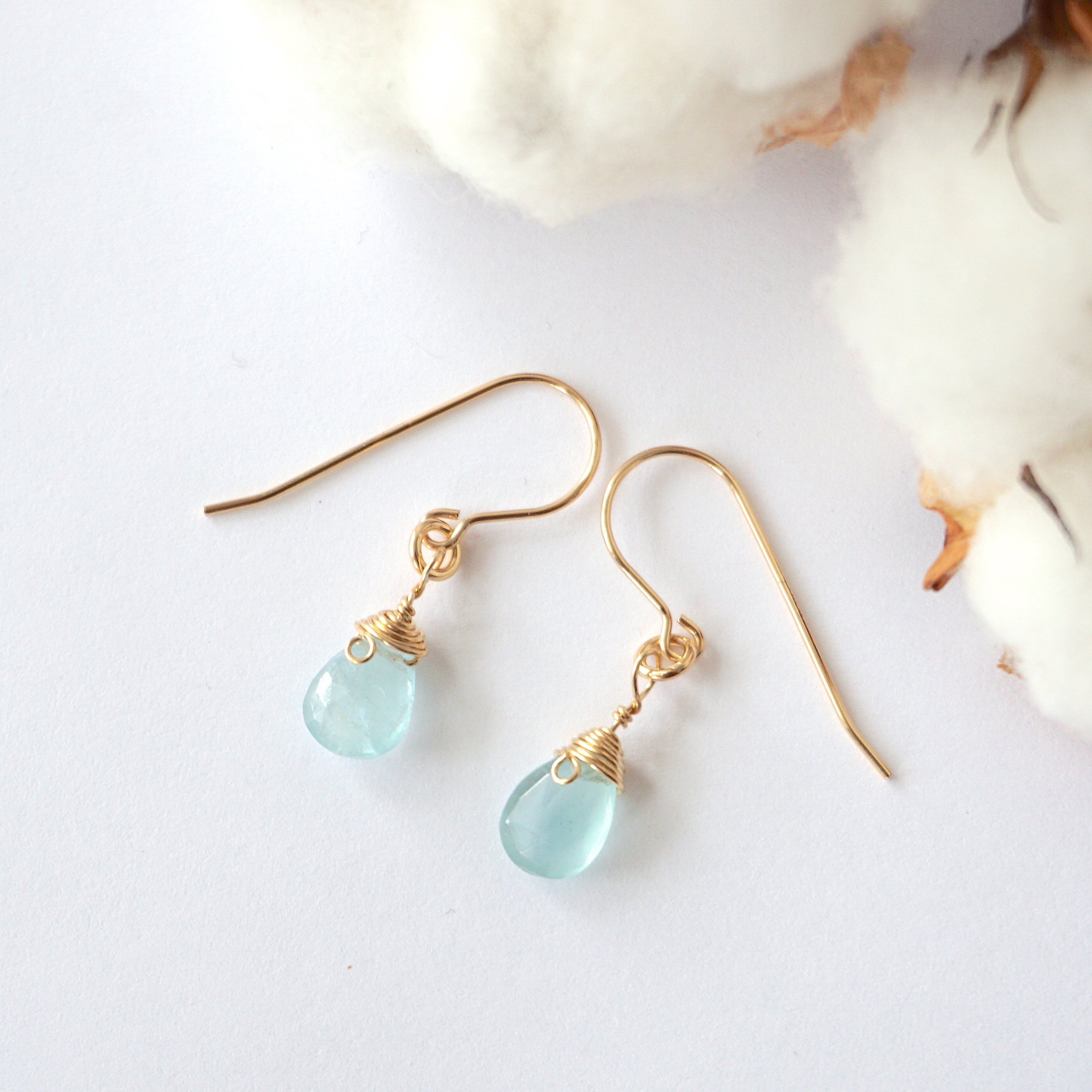 Aquamarine Teardrop Earrings - 14k Gold Filled Dangle Earrings for Women | Elegant Jewelry Gift for Birthday, Wedding & Special Occasions