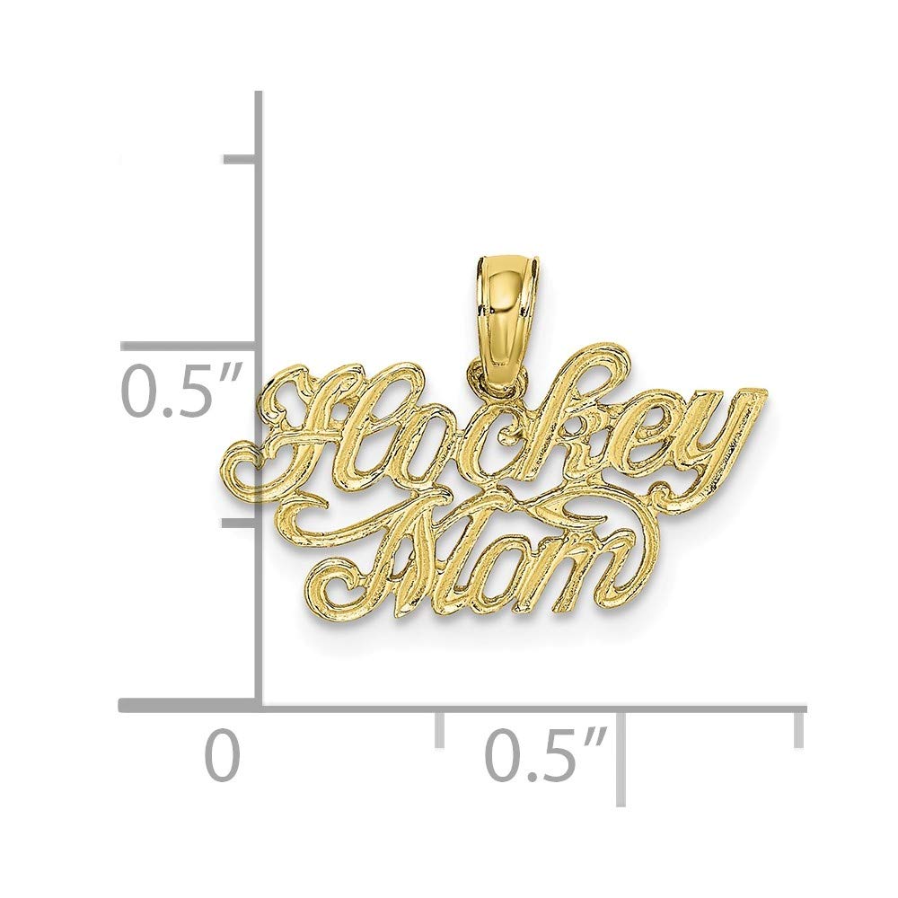 10K Yellow Gold Hockey Mom Pendant Necklace - Elegant Sports Jewelry Gift for Hockey Moms & Players - Perfect for Games, Practices & Team Celebrations