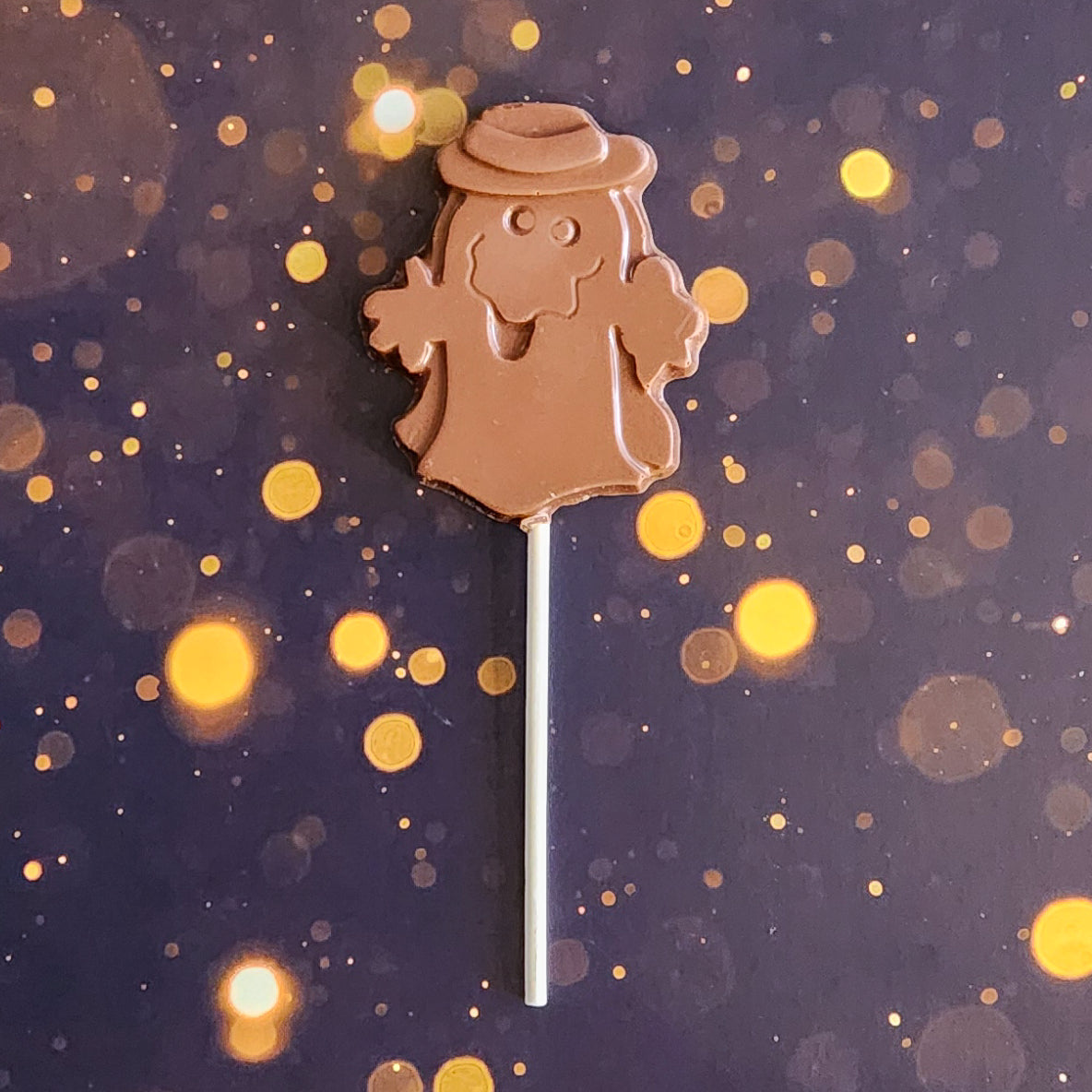 Spooky Chocolate Ghost with Hat - Halloween Party Favors, Trick or Treat Gifts & Decorative Treats for Kids