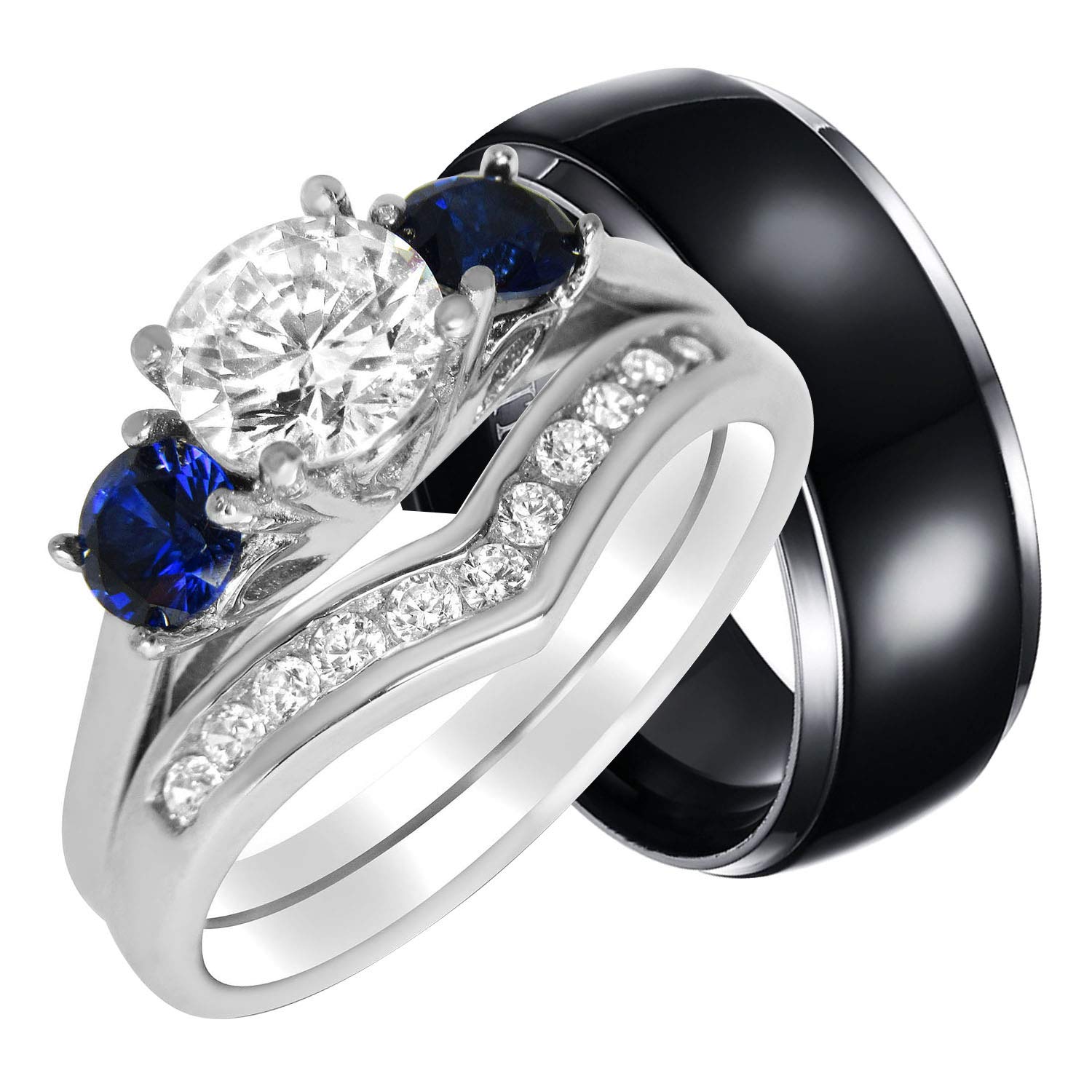 Elegant Wedding Ring Set for Couples - His and Hers Matching CZ Bands | Perfect for Anniversaries, Engagements & Vow Renewals