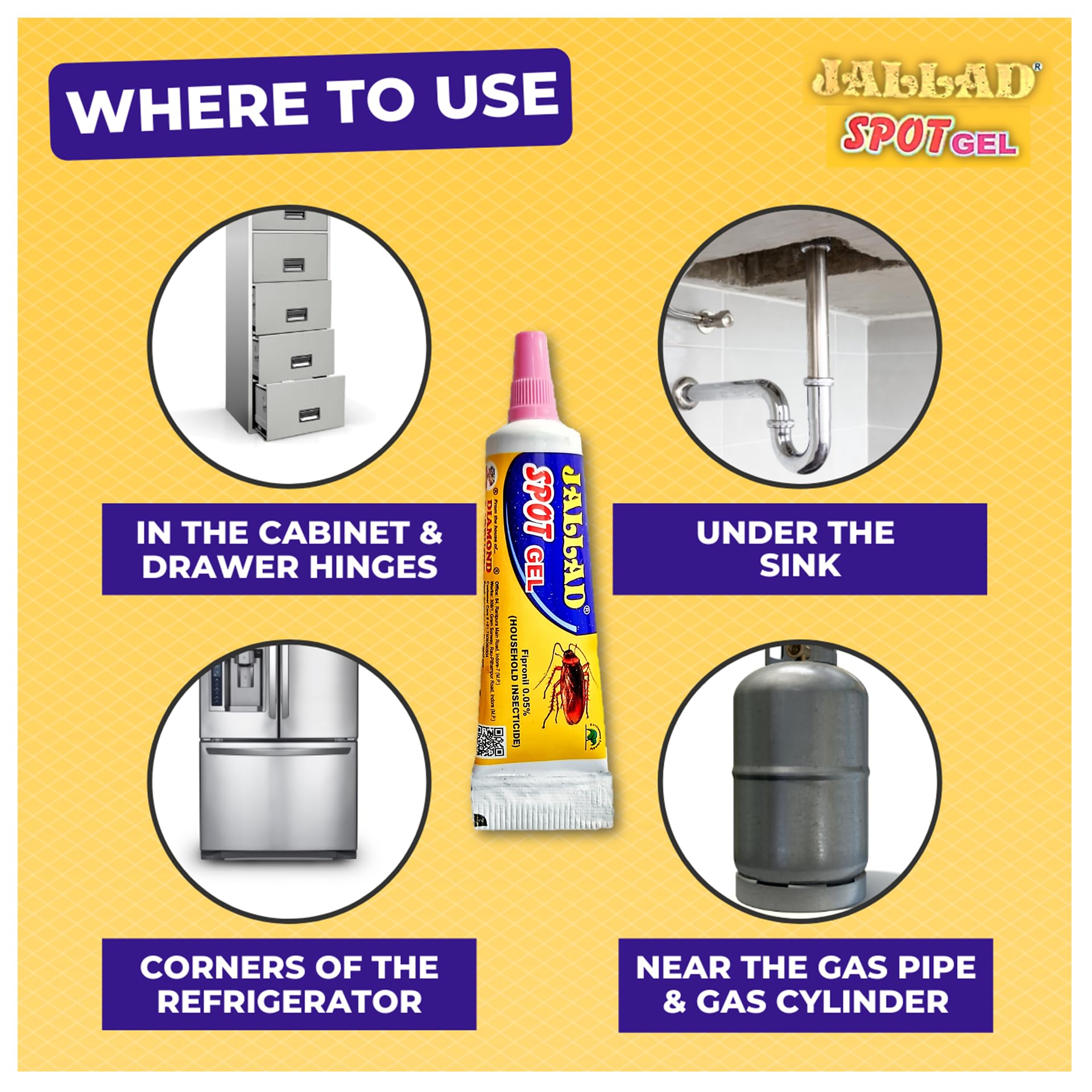 JALLAD SPOT GEL Powerful Cockroach Killer - Super Strength Pest Control Gel (10g x 3 Pack) - Effective Roach Elimination for Kitchen, Bathroom & Home Use