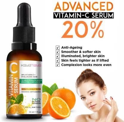 Kayamaya Vitamin C Face Serum for Skin Brightening & Anti-Aging | Dark Circle & Fine Line Corrector | Skin Repair & Sun Damage Treatment | 30ml - Perfect for Daily Skincare Routine & Nighttime Skin Rejuvenation