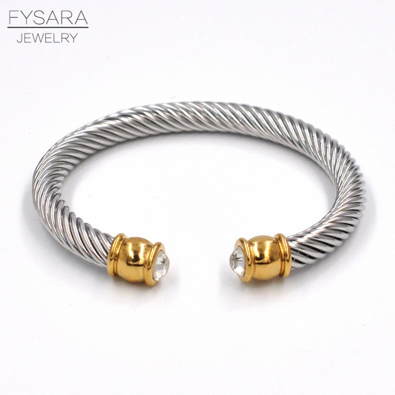 Twisted Cable Wire Bangle Cuff Bracelets for Women - Fashion Jewelry for Casual & Formal Wear - Perfect for Office, Party & Everyday Accessories
