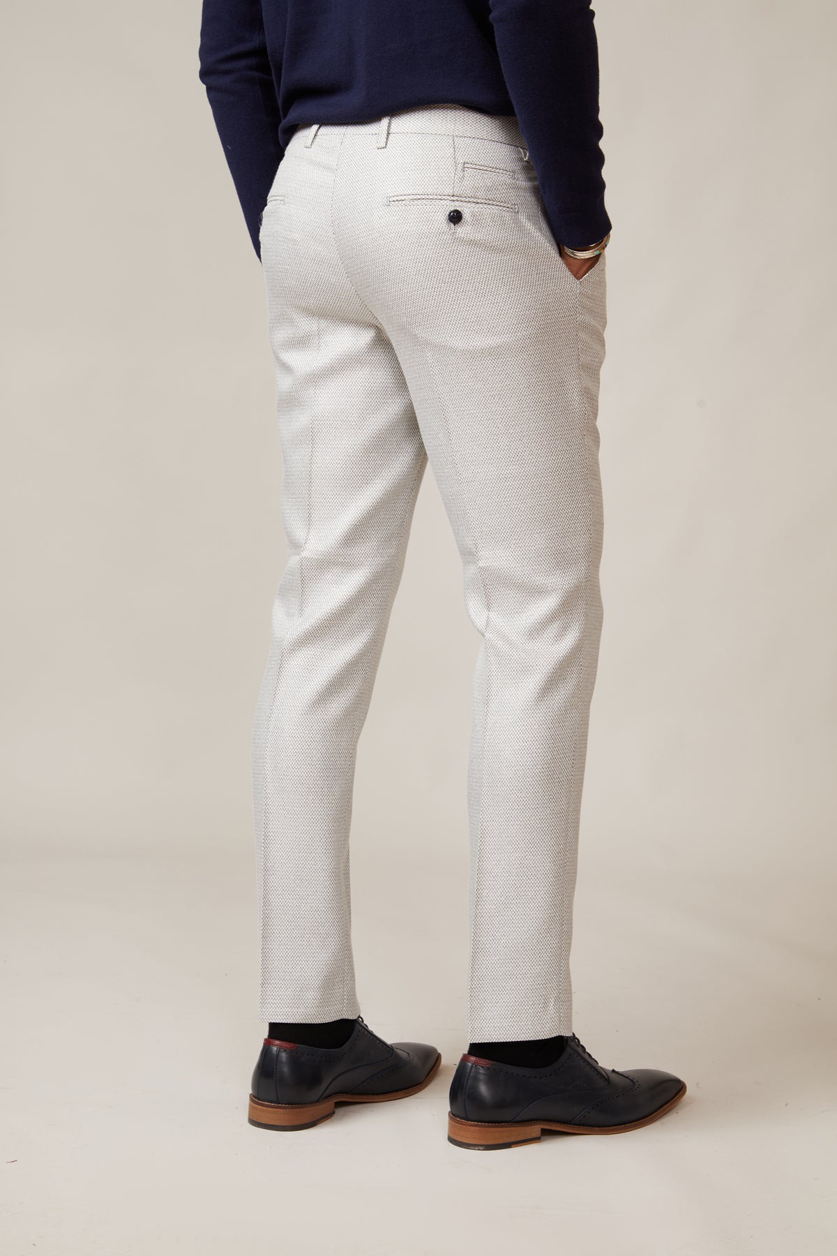 RONALD Stone Tailored Trousers for Men - Slim Fit Dress Pants for Business & Office Wear - Premium Stretch Comfort for Professional Style