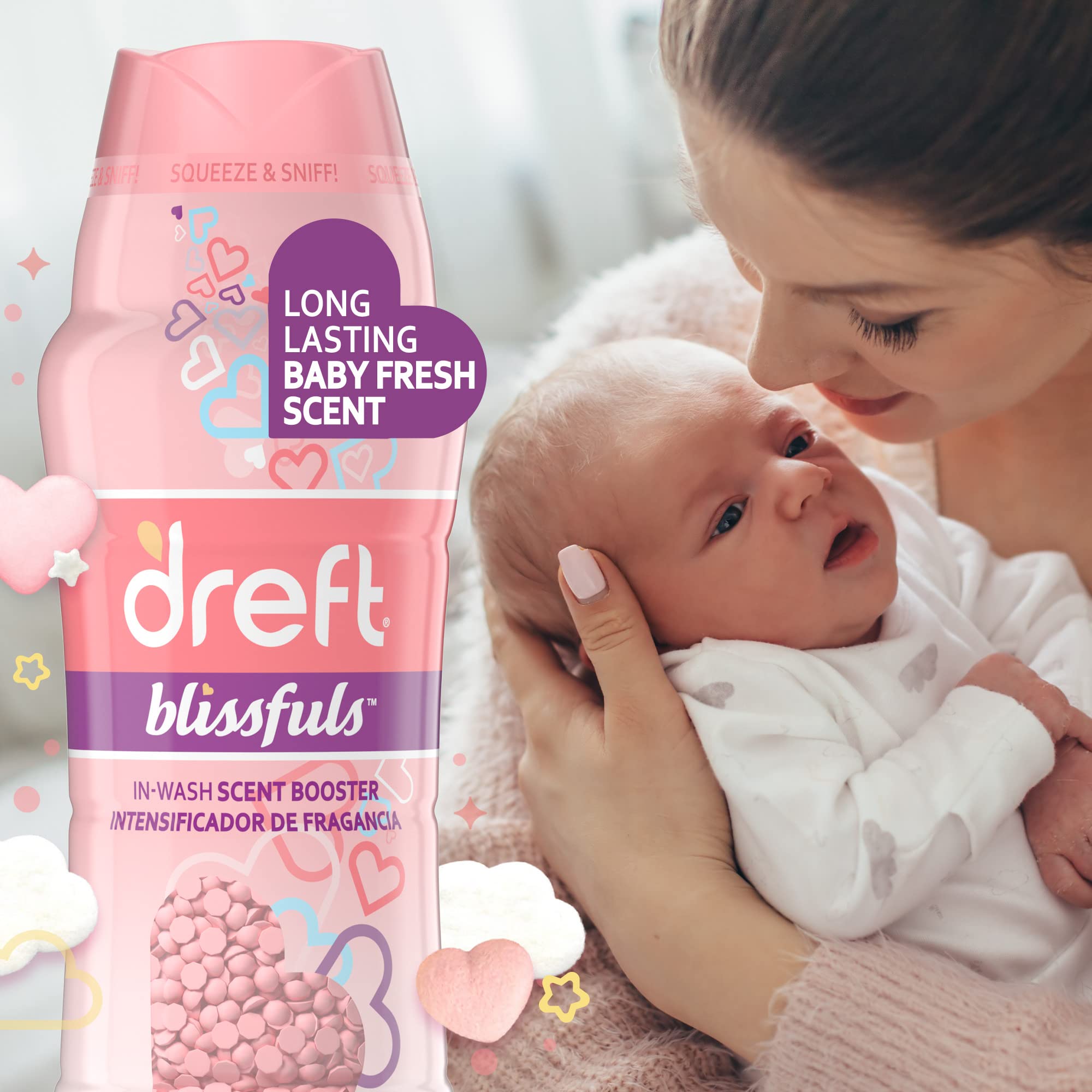 Dreft Blissfuls In-Wash Scent Booster Beads for Baby Clothes | Baby Fresh Fragrance | 13.4 oz | Laundry Detergent Enhancer for Soft, Long-Lasting Scent | Perfect for Newborn & Infant Garments