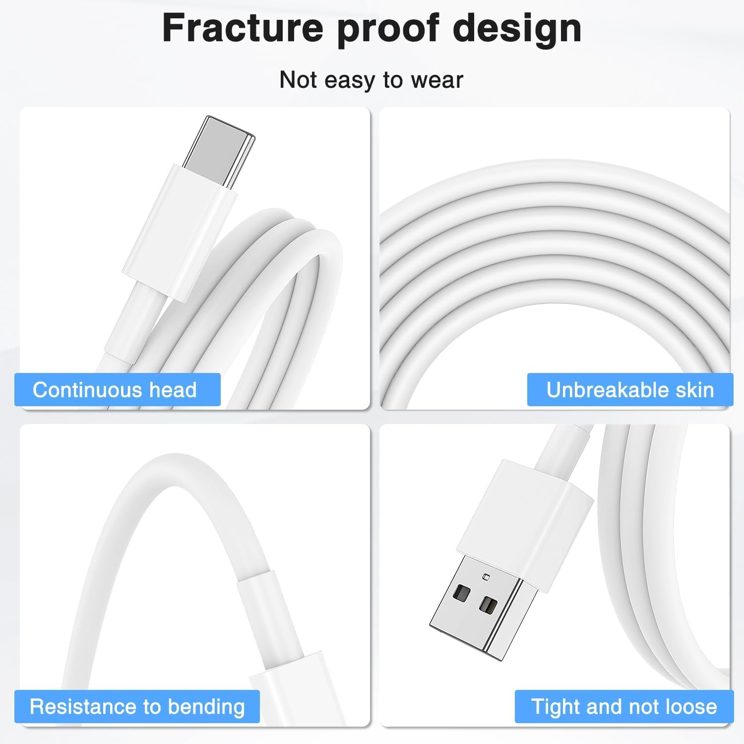 10FT USB-C Charger Cable Fast Charging Cord for All-New Kindle Paperwhite 8G/32G, Signature Edition & Kids 11th Gen (2021 & Newer) - Durable Nylon Braided Long Charger Wire - Perfect for Bedside, Travel, Office & Home Use (White)