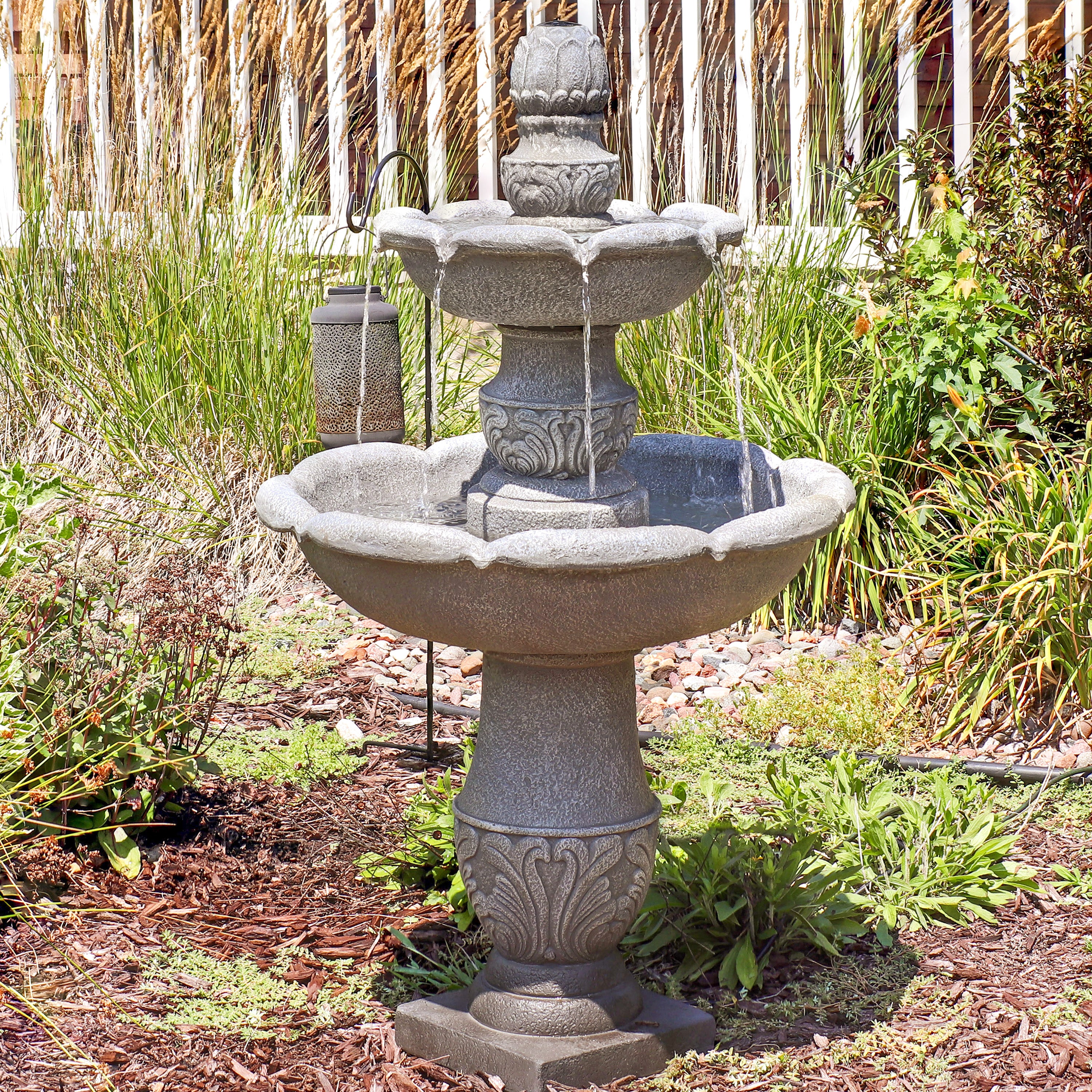 Sunnydaze 2-Tier Outdoor Water Fountain with French Garden Design - 50