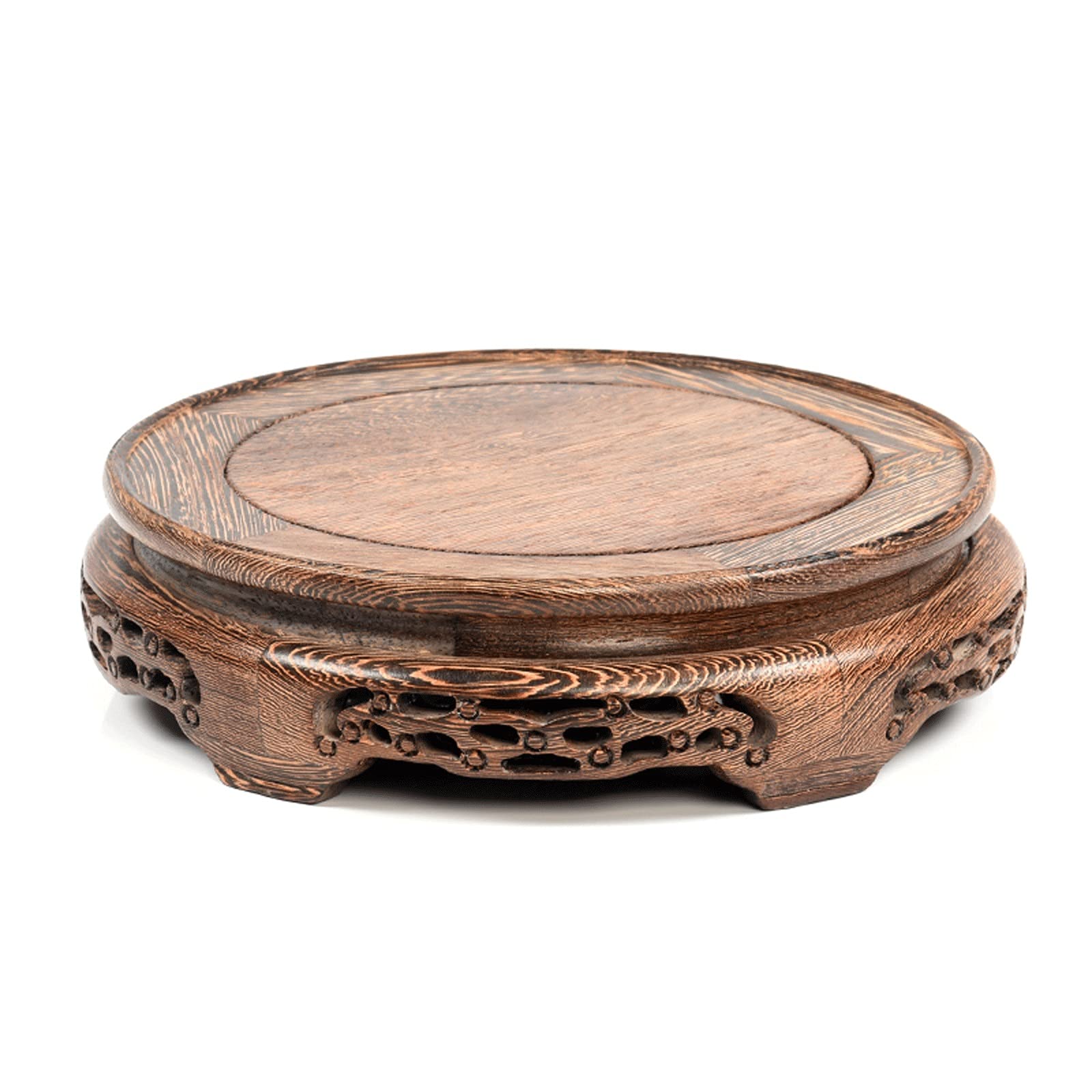 Handcrafted Wooden Display Stand Pedestal - Chicken Wing Wood Round Base for Vases, Buddha Statues, Teapots & Bonsai | Medium Size | Perfect for Home Decor, Flower Arrangements & Antique Showcases