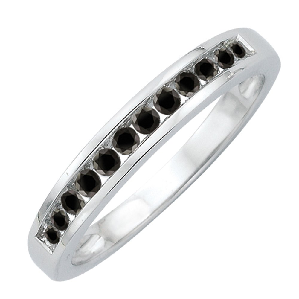 Black Diamond Wedding Band in Sterling Silver (1/4 cttw) – Elegant Men's & Women's Wedding Ring for Engagement, Anniversary & Everyday Wear