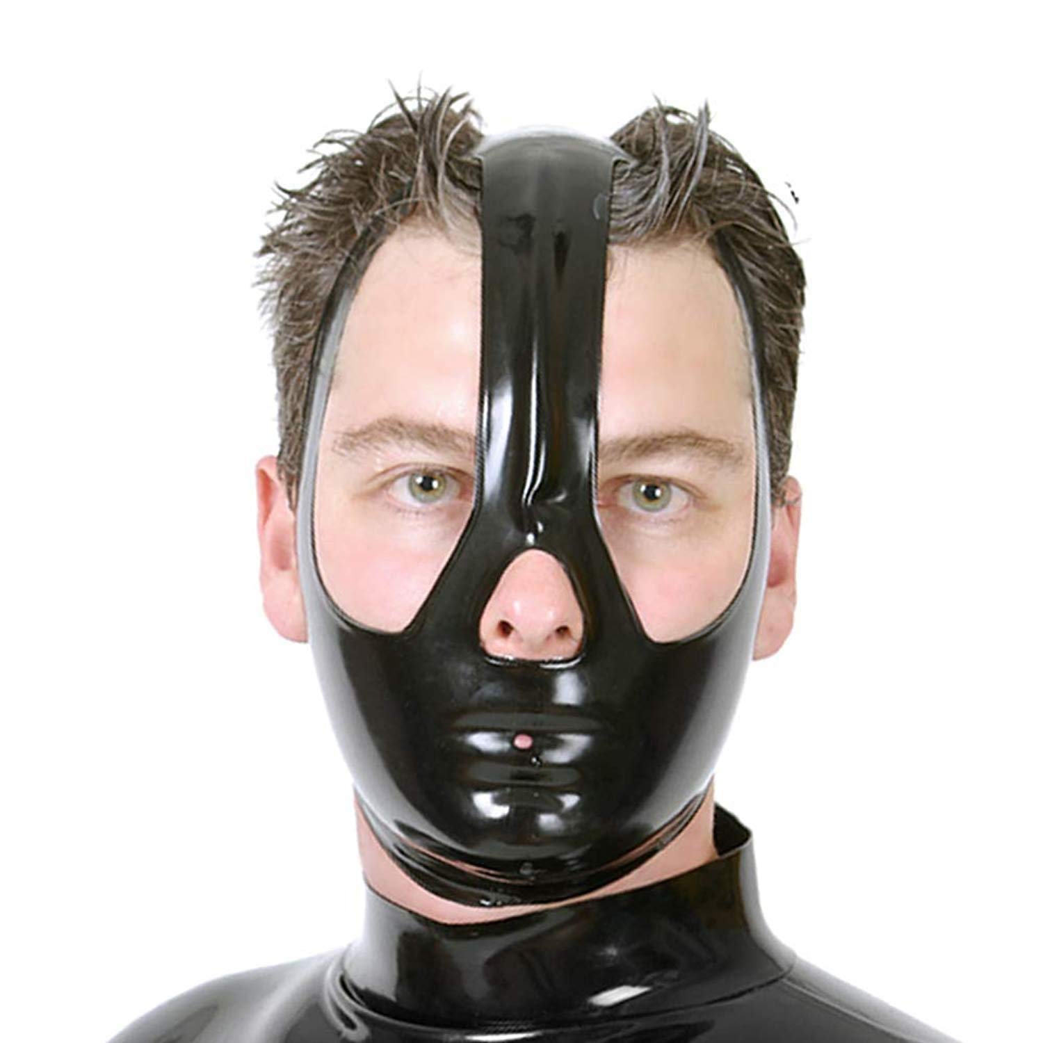 100% Natural Latex Open Eye Handmade Triangle Black Mask Hood - Breathable & Adjustable Headgear for Fetish, BDSM, Cosplay & Role Play - Perfect for Halloween, Parties & Sensual Play