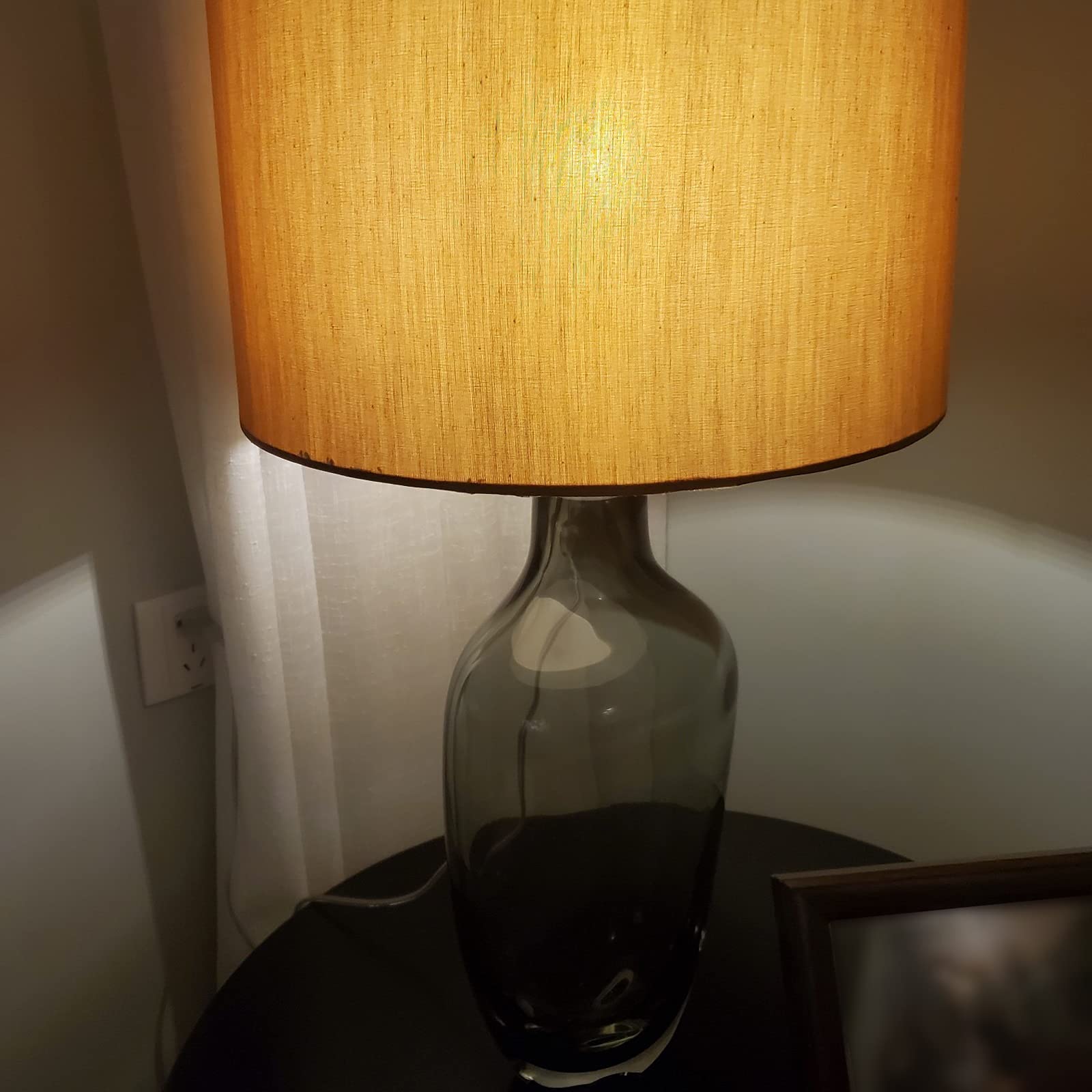 Modern Glass Bedside Table Lamp with Fabric Lampshade - 25.6
