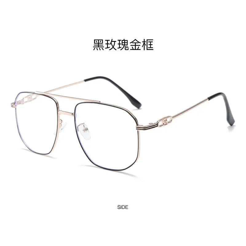 Aror Men's Full Rim Square Double Bridge Alloy Eyeglasses 34942 - Stylish Metal Frame Glasses for Men, Durable & Lightweight, Perfect for Work, Reading & Everyday Wear