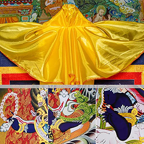 Authentic Tibetan Thangka Art - Chenrezig, Manjusri, Vajrapani Three Protectors Buddhist Tapestry | Handmade Hot Stamped Wall Hanging for Meditation, Zen Home Decor & Spiritual Relaxation | Perfect for Yoga Studios, Buddhist Altars & Peaceful Living Spaces