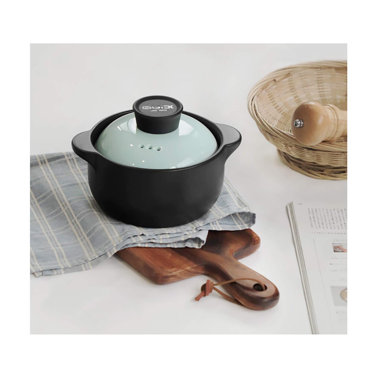Heat Resistant Fine Porcelain Casserole Pot - 1000ml Blue Ceramic Dutch Oven for Baking, Stewing & Serving - Perfect for Soups, Stews & Family Dinners