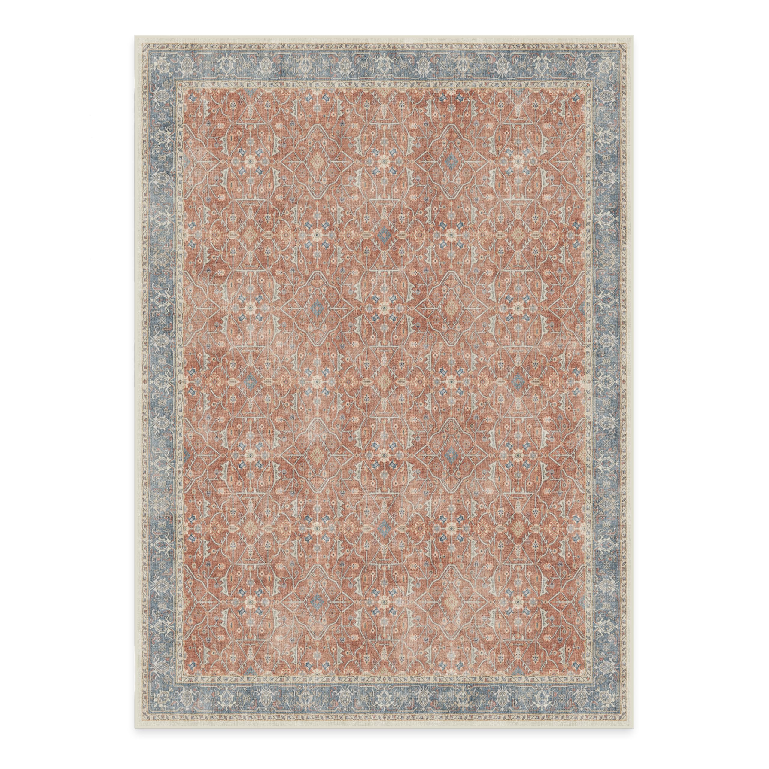 Ruggable Washable 5x7 Area Rug - Celestine Coral | Non-Slip Premium Rug for Living Room, Bedroom, Kitchen, Office & Classroom | Machine Washable with Gripper Pad | Perfect for High-Traffic Areas & Pet-Friendly Homes
