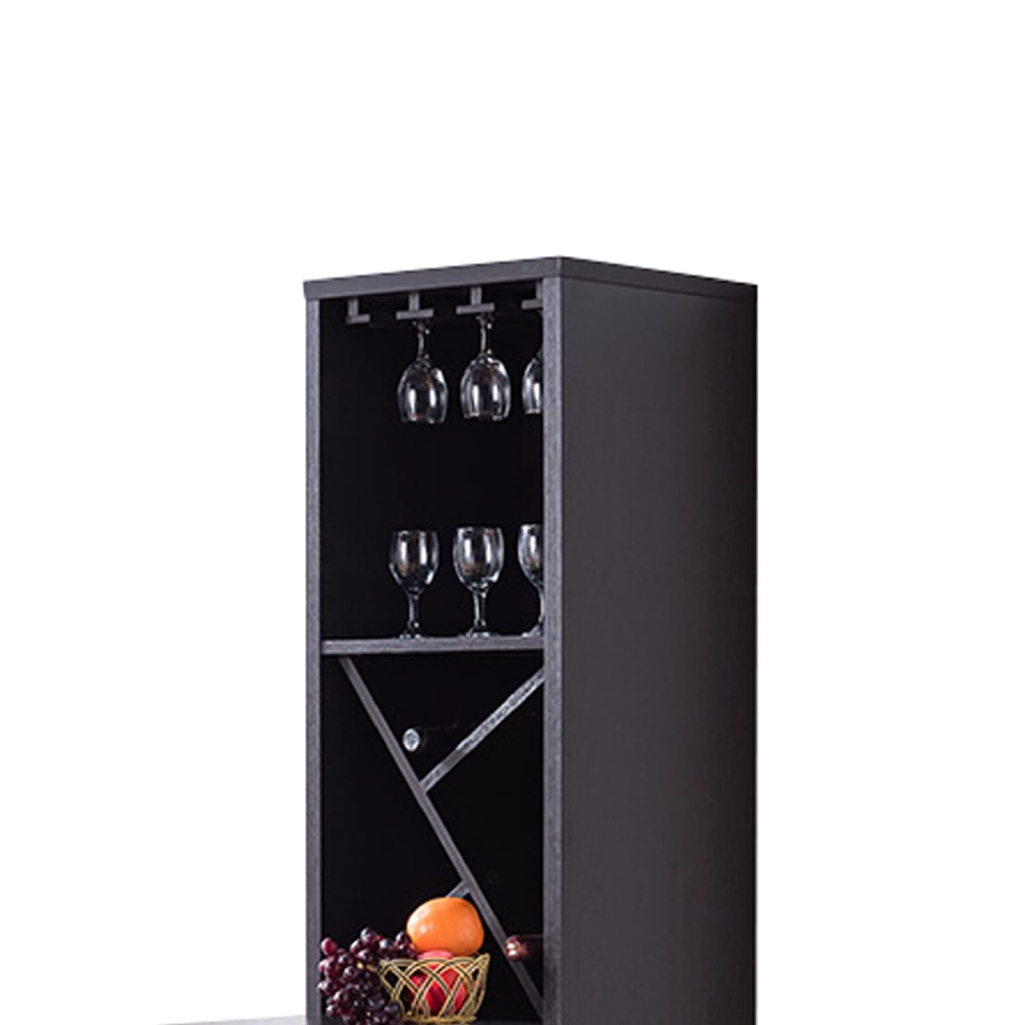 Benjara Solid Wood Wine Cabinet with Spacious Storage & Bar Table - Rustic Brown Finish | Perfect for Dining Room, Bar Corner & Home Entertaining