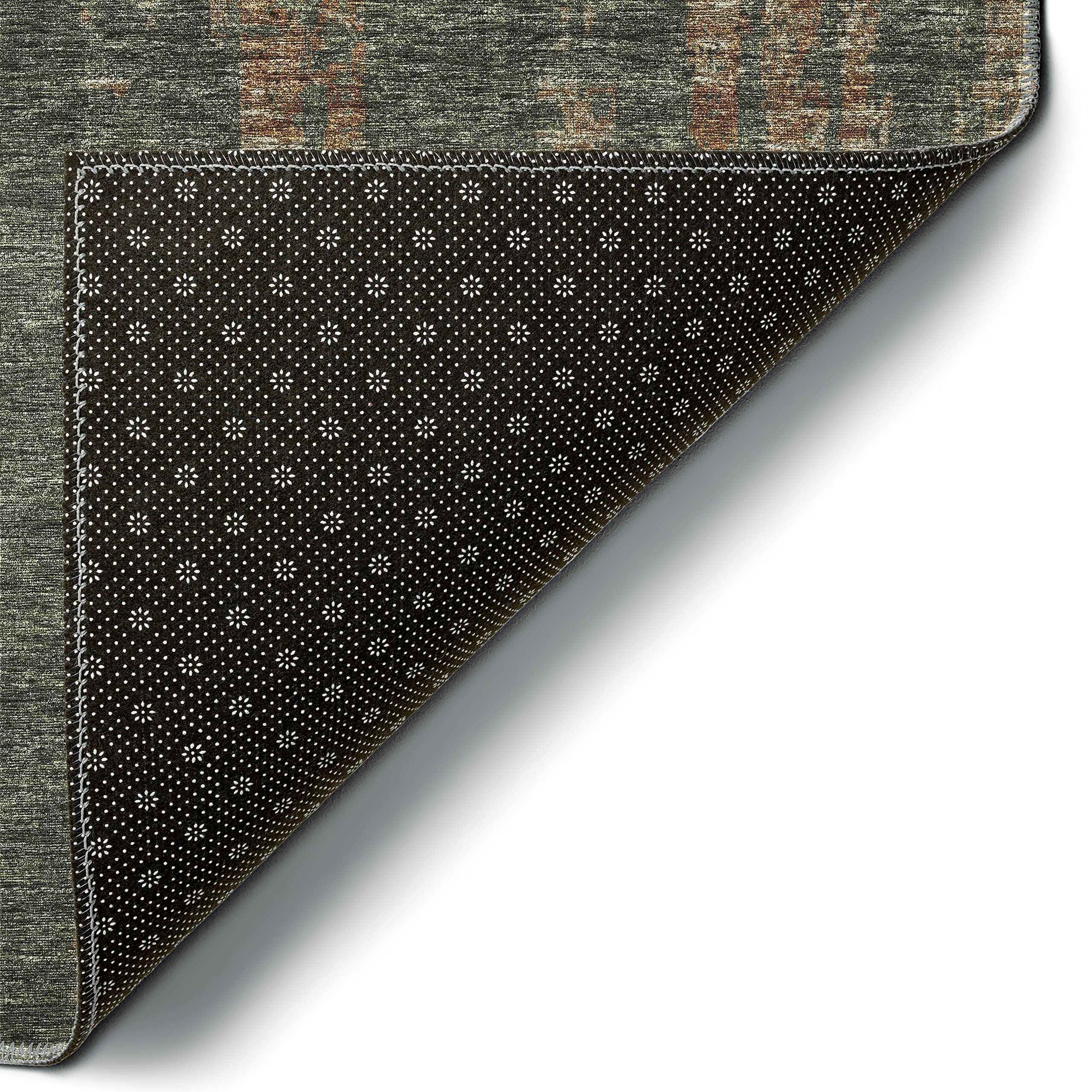Addison Rugs Rylee ARY36 Green Washable 8' x 8' Round Rug - Indoor/Outdoor, Machine Washable, Non-Shedding, Easy Clean - Perfect for Bedroom, Living Room, Dining Room, Kitchen, Entryway & Patio Decor