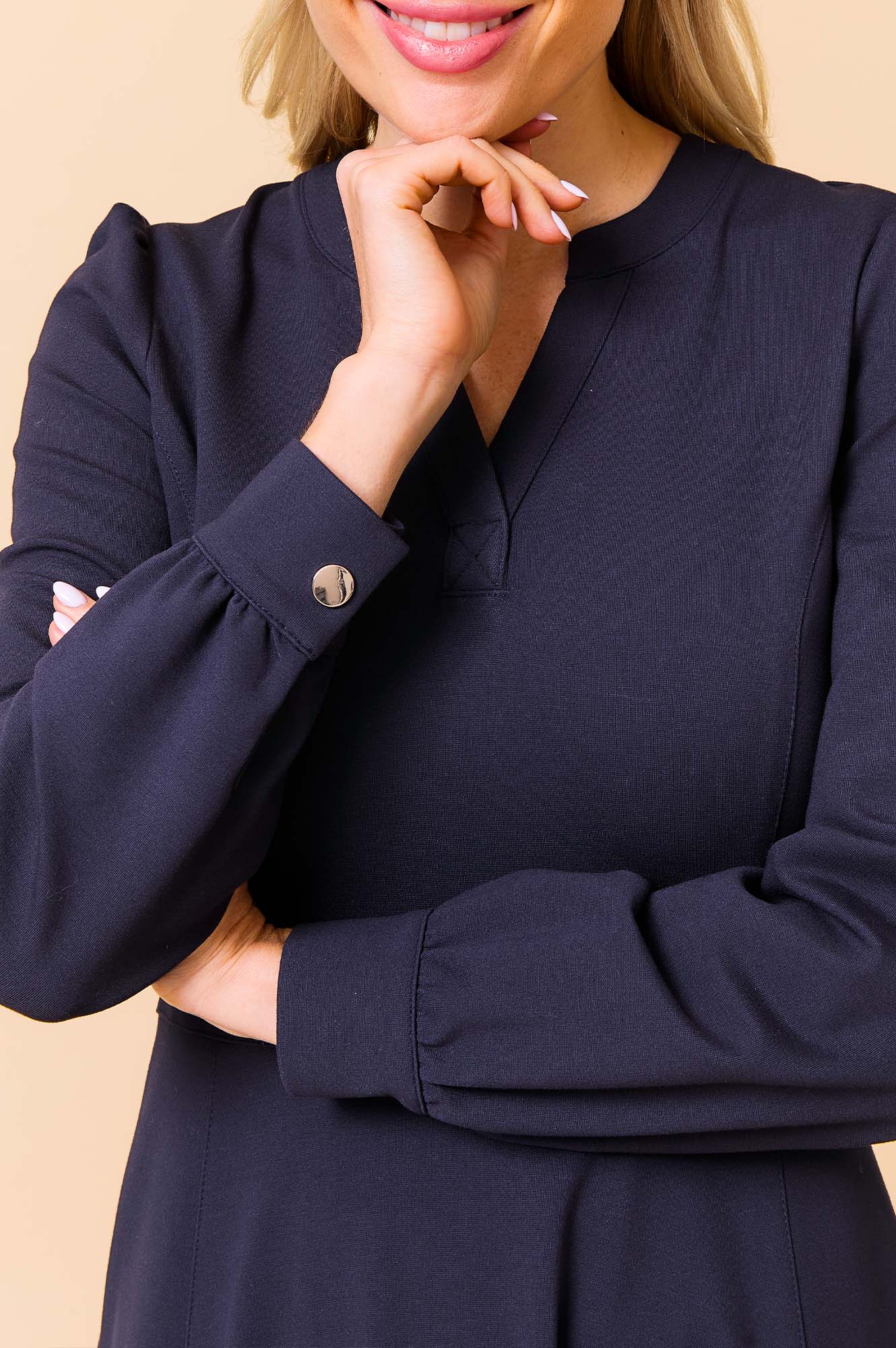 Luna EcoVero™ Midi Dress - Sustainable Navy Wrap Dress for Women | Perfect for Office, Date Night & Summer Vacation